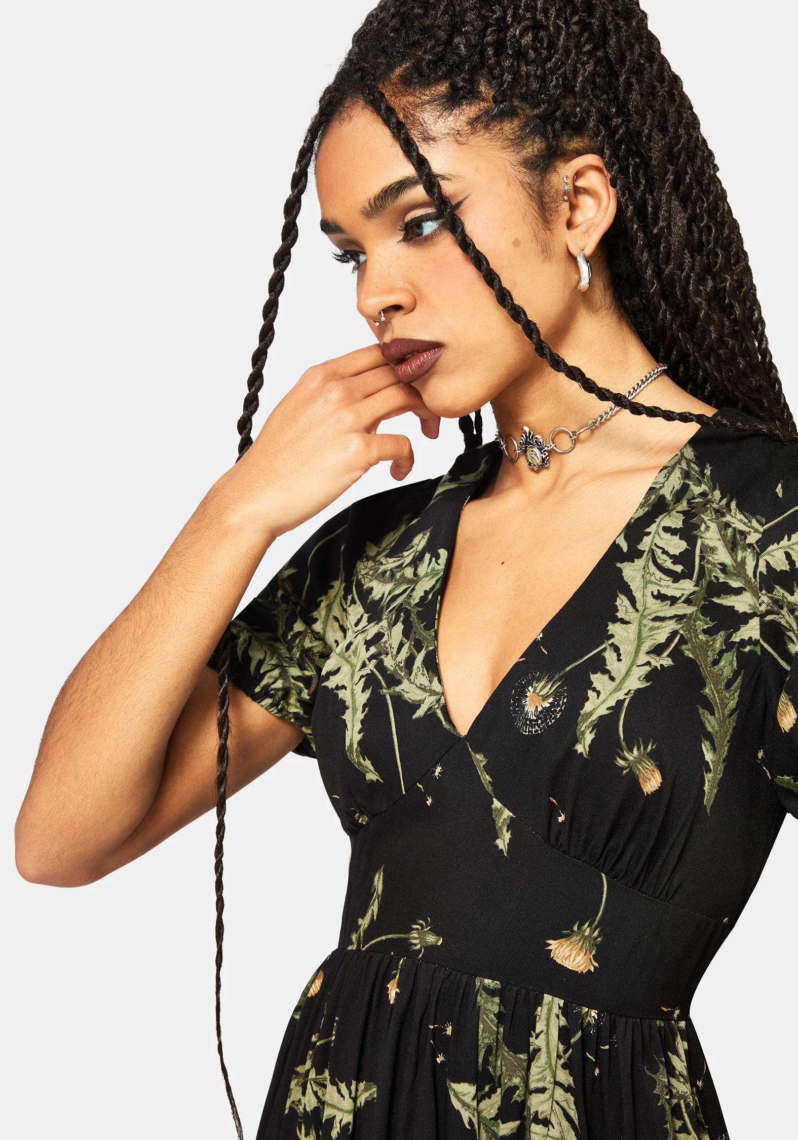 Cimora Dandelion Print Puff Sleeve Maxi Dress - Image 2