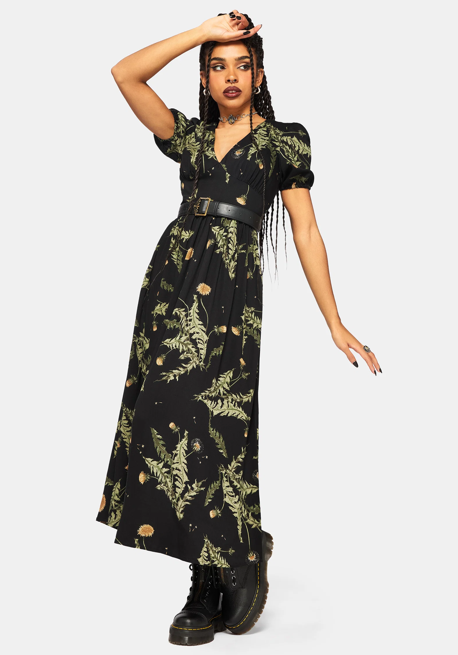 Cimora Dandelion Print Puff Sleeve Maxi Dress - Image 6