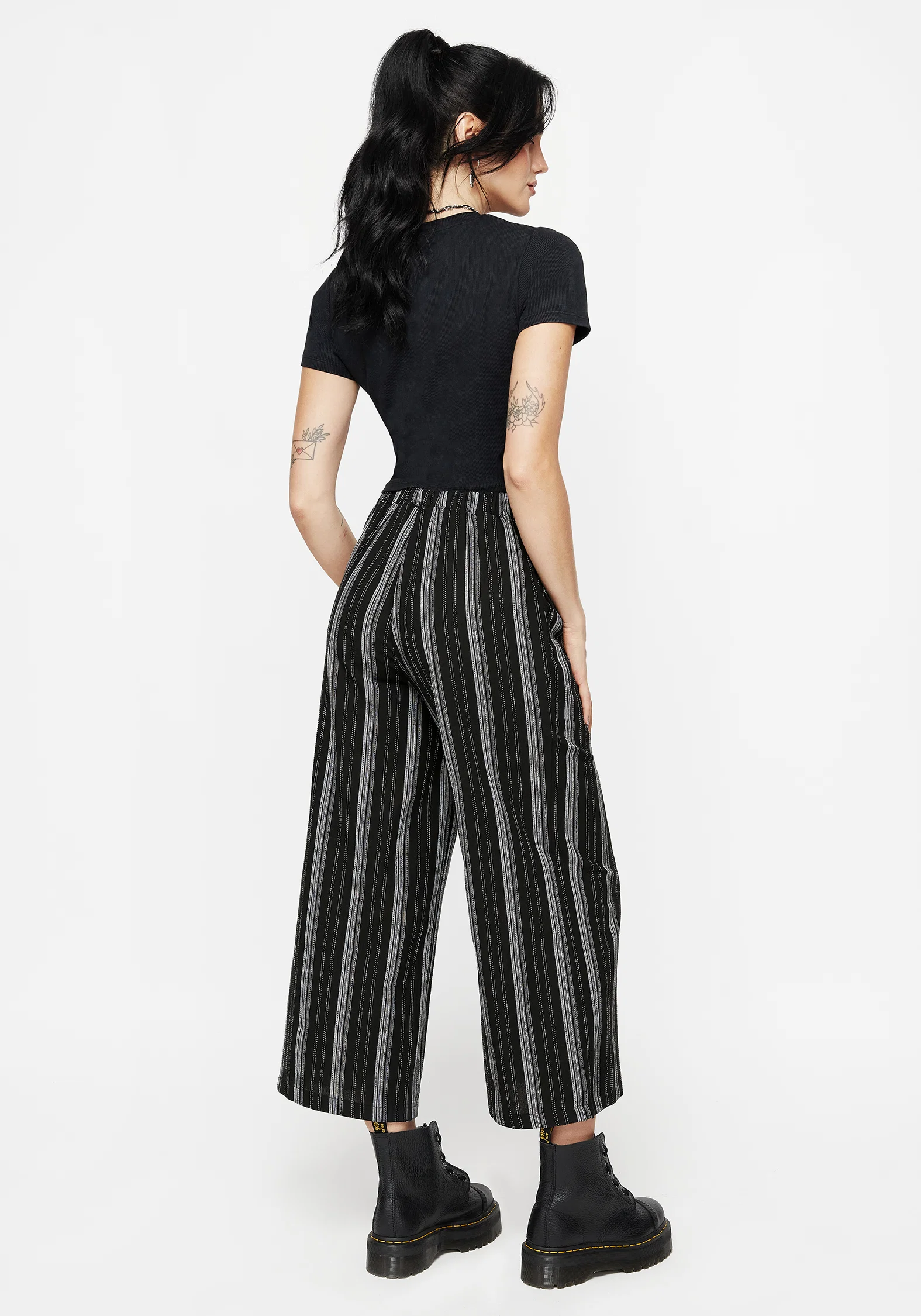 Clandestine Stripe Cotton-Blend Culottes - Image 2