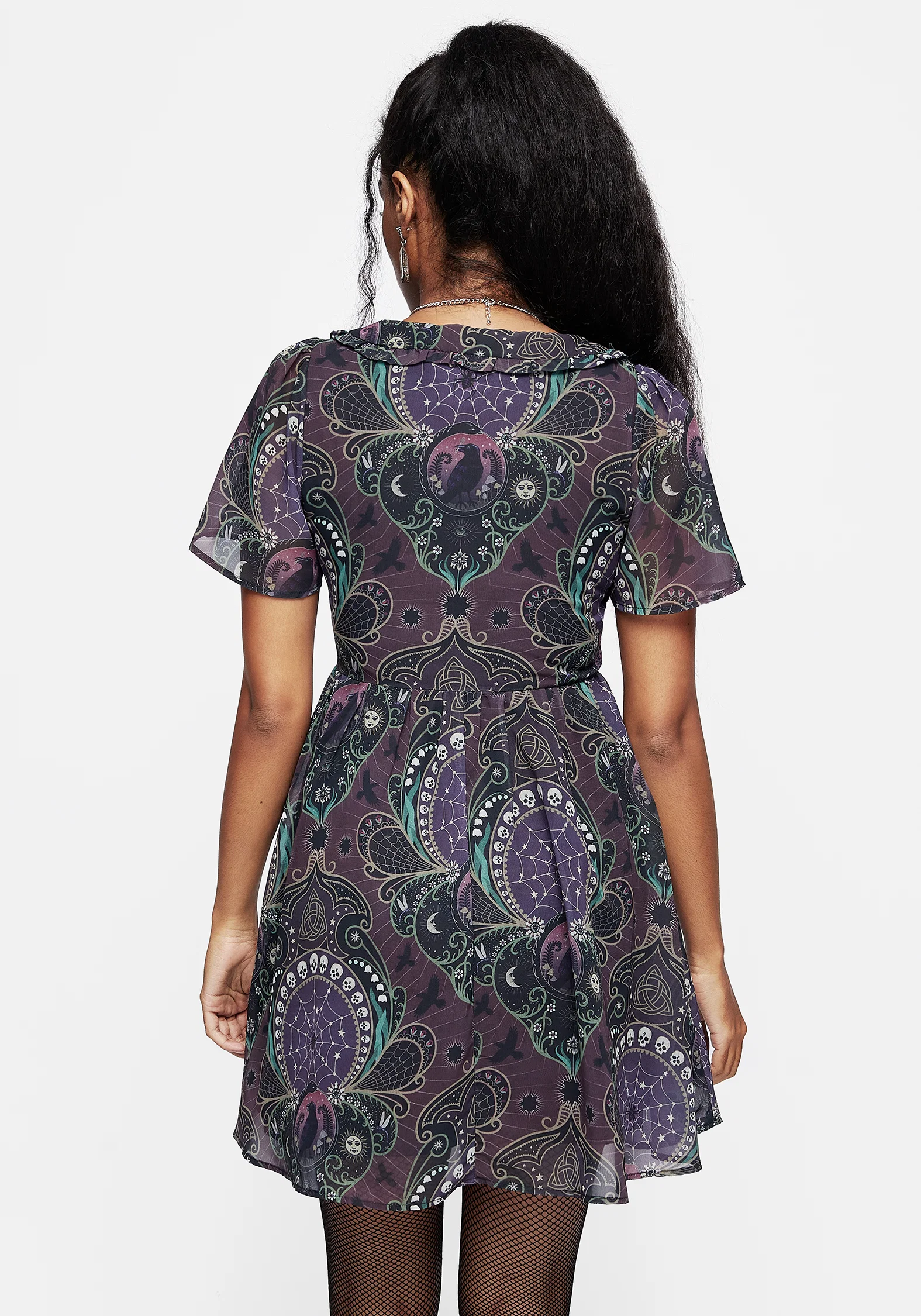 Clarette Chiffon Frill Collar Mini Shirt Dress - Image 3