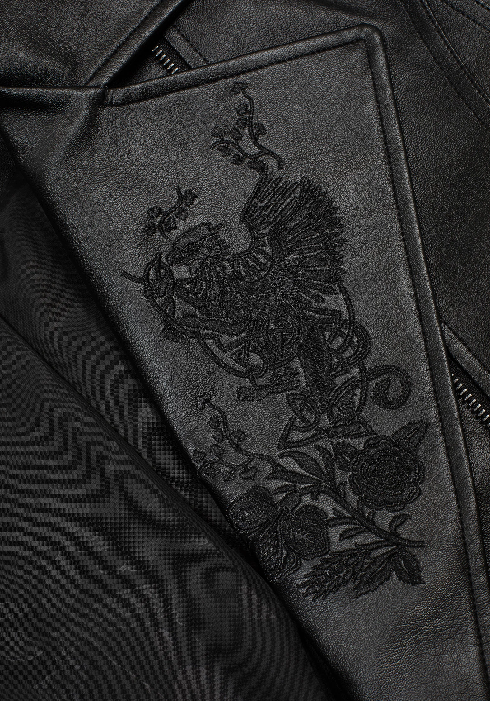 Clash Phoenix Embroidered Faux Leather Jacket - Image 2