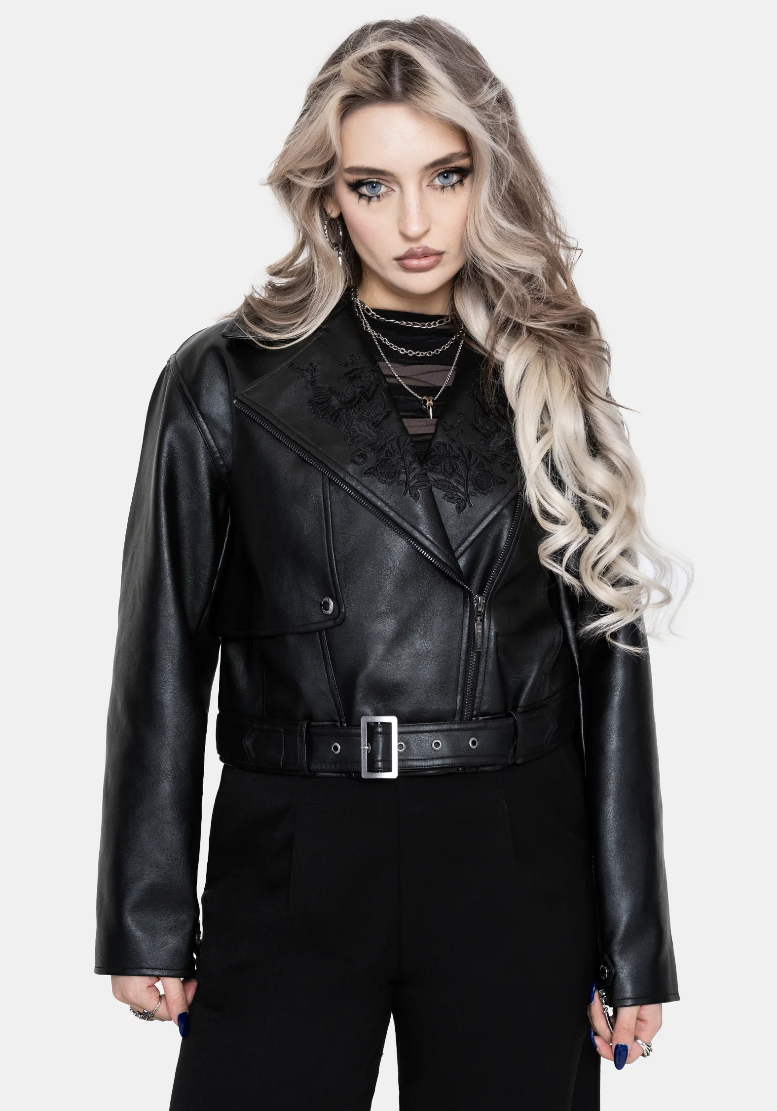 Clash Phoenix Embroidered Faux Leather Jacket - Image 4