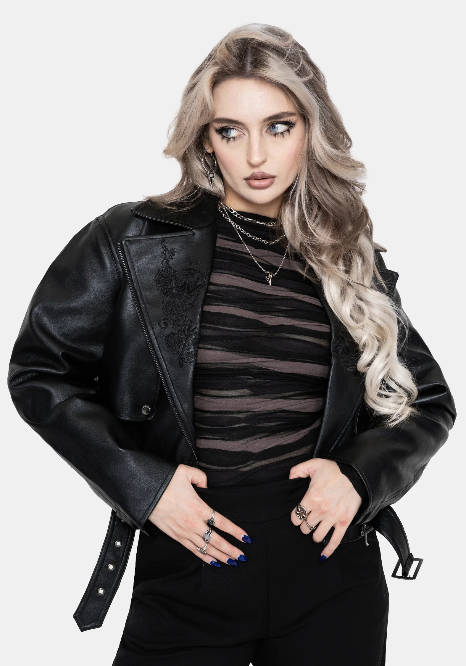 Clash Phoenix Embroidered Faux Leather Jacket - Image 6