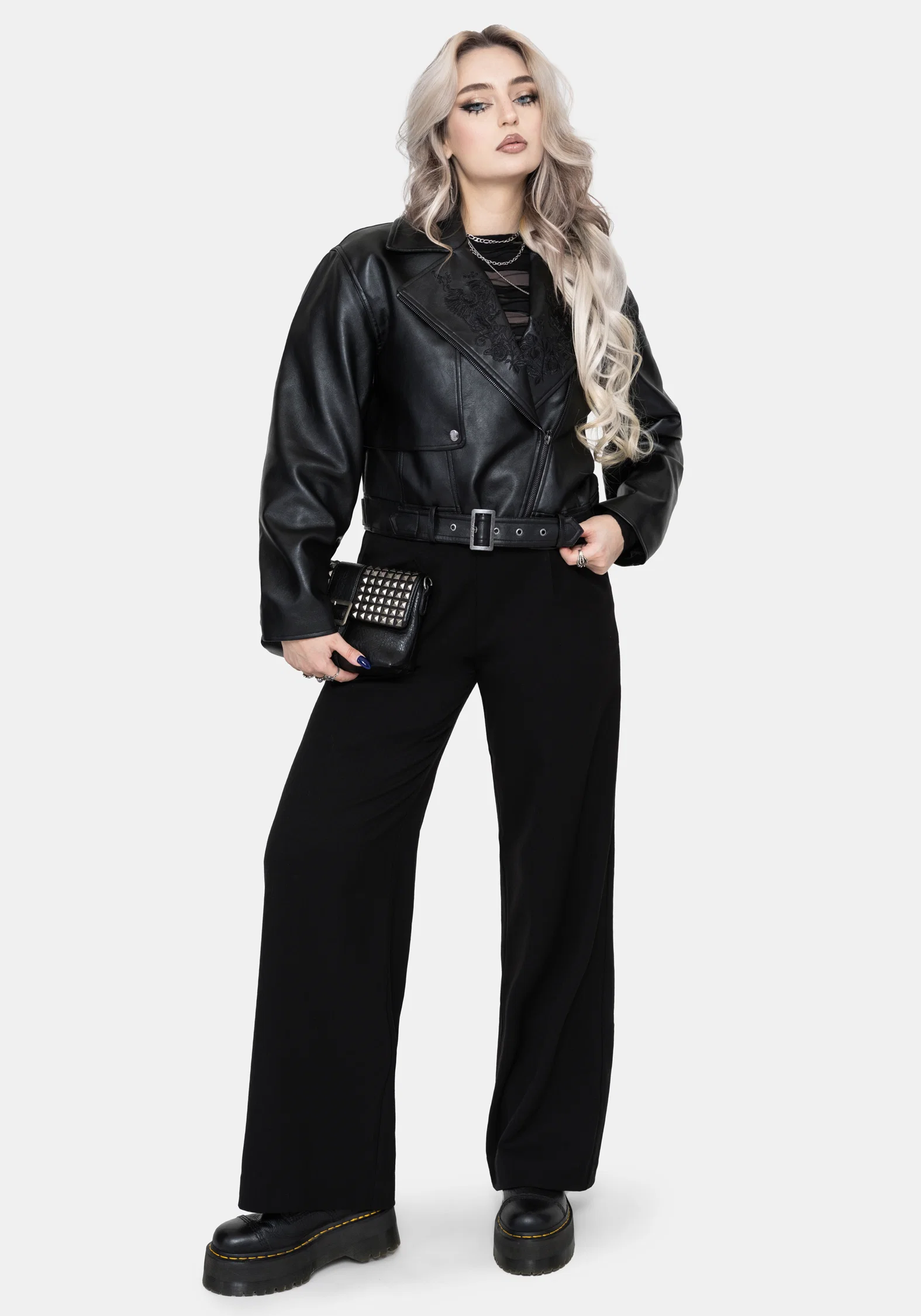 Clash Phoenix Embroidered Faux Leather Jacket - Image 7