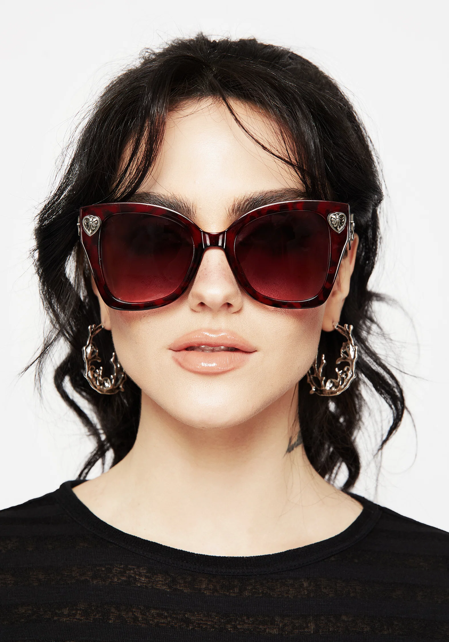 Claustrum Gothic Key Tortoiseshell Sunglasses - Red - Image 3