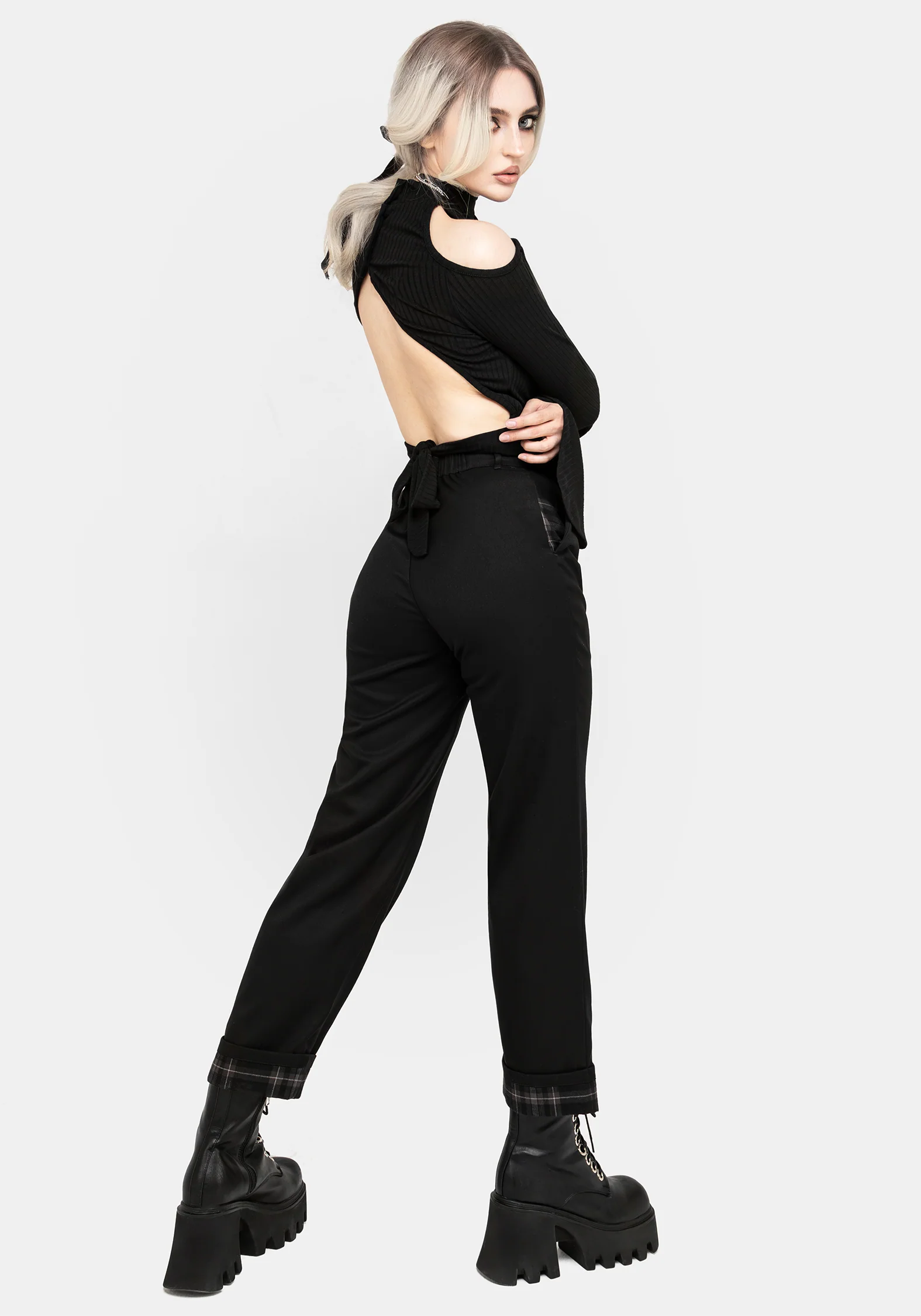 Clover Check Contrast Trousers - Image 3