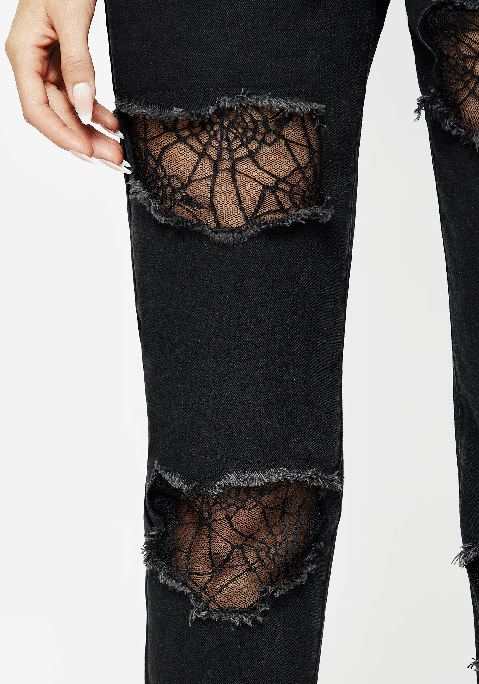 Cobweb Distressed Denim Jeans - Image 2