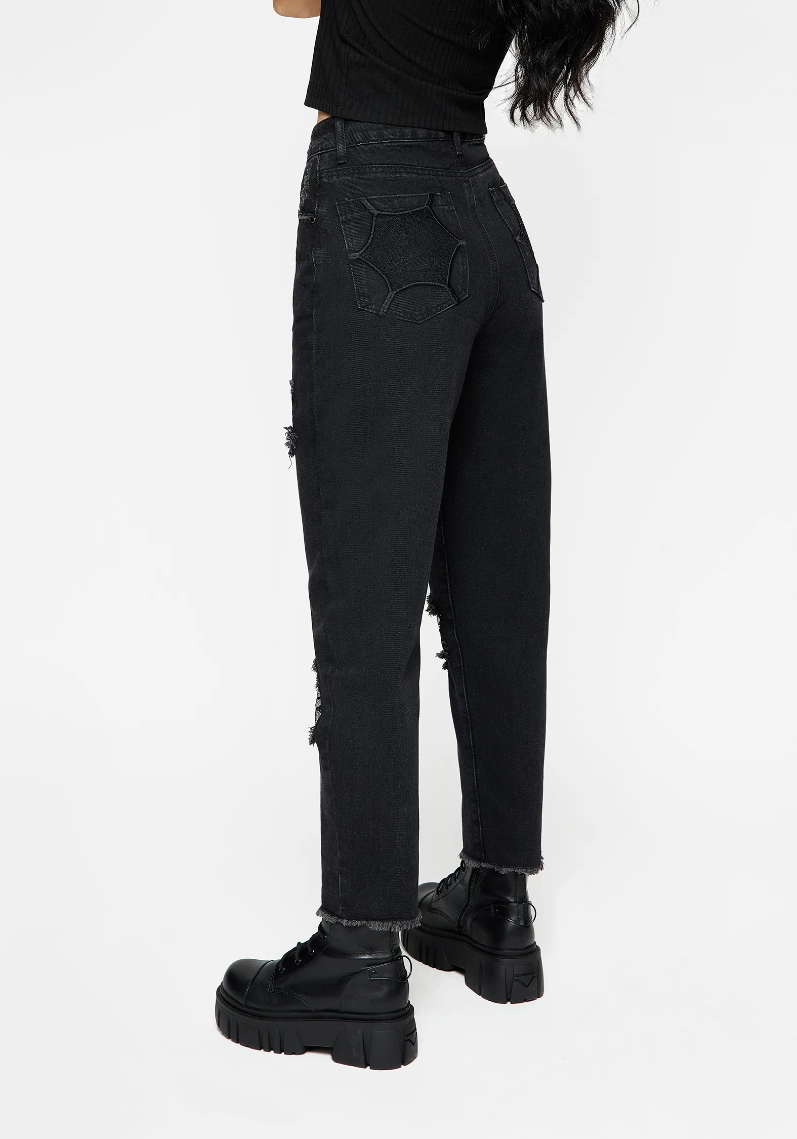 Cobweb Distressed Denim Jeans - Image 3