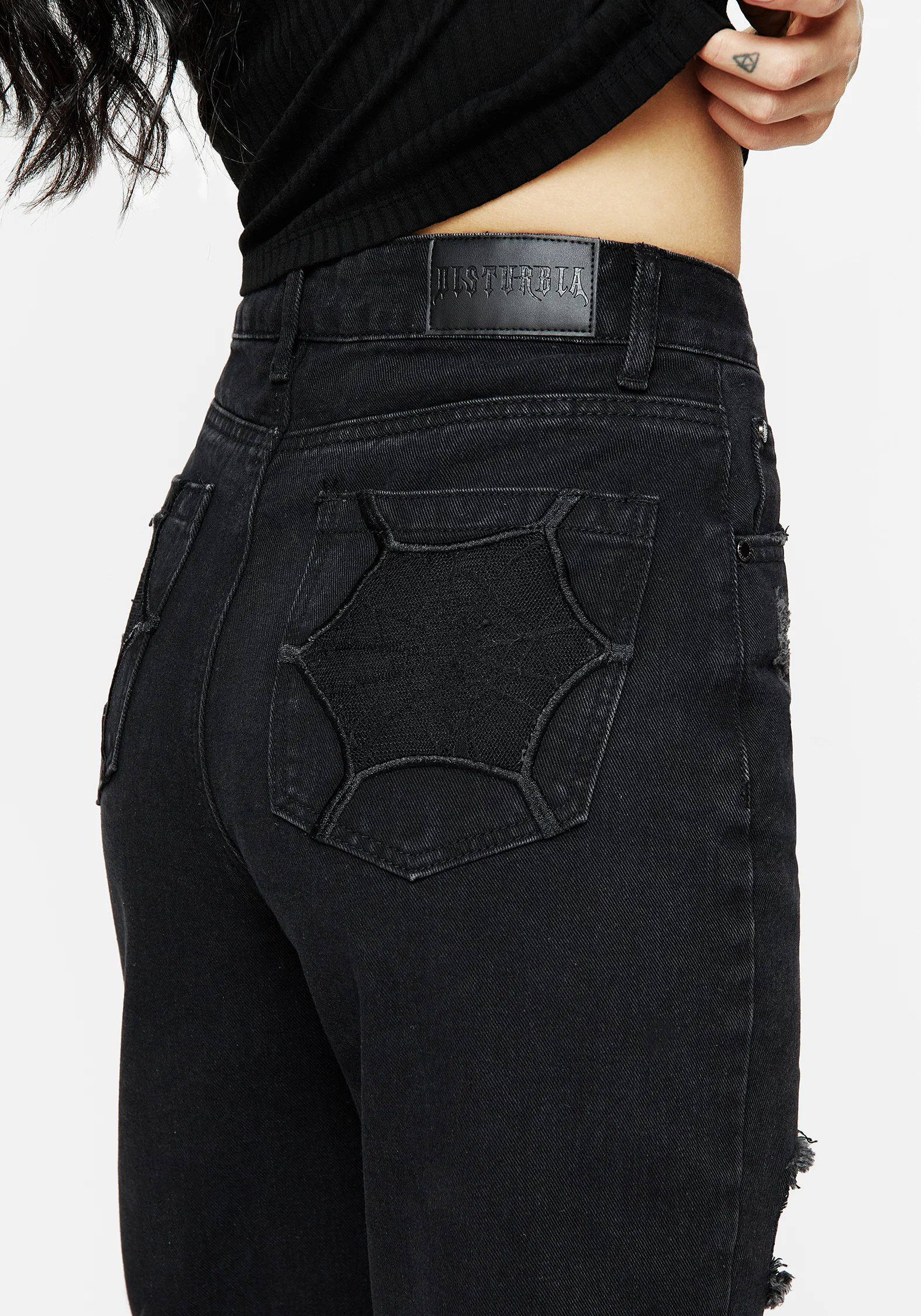 Cobweb Distressed Denim Jeans - Image 6