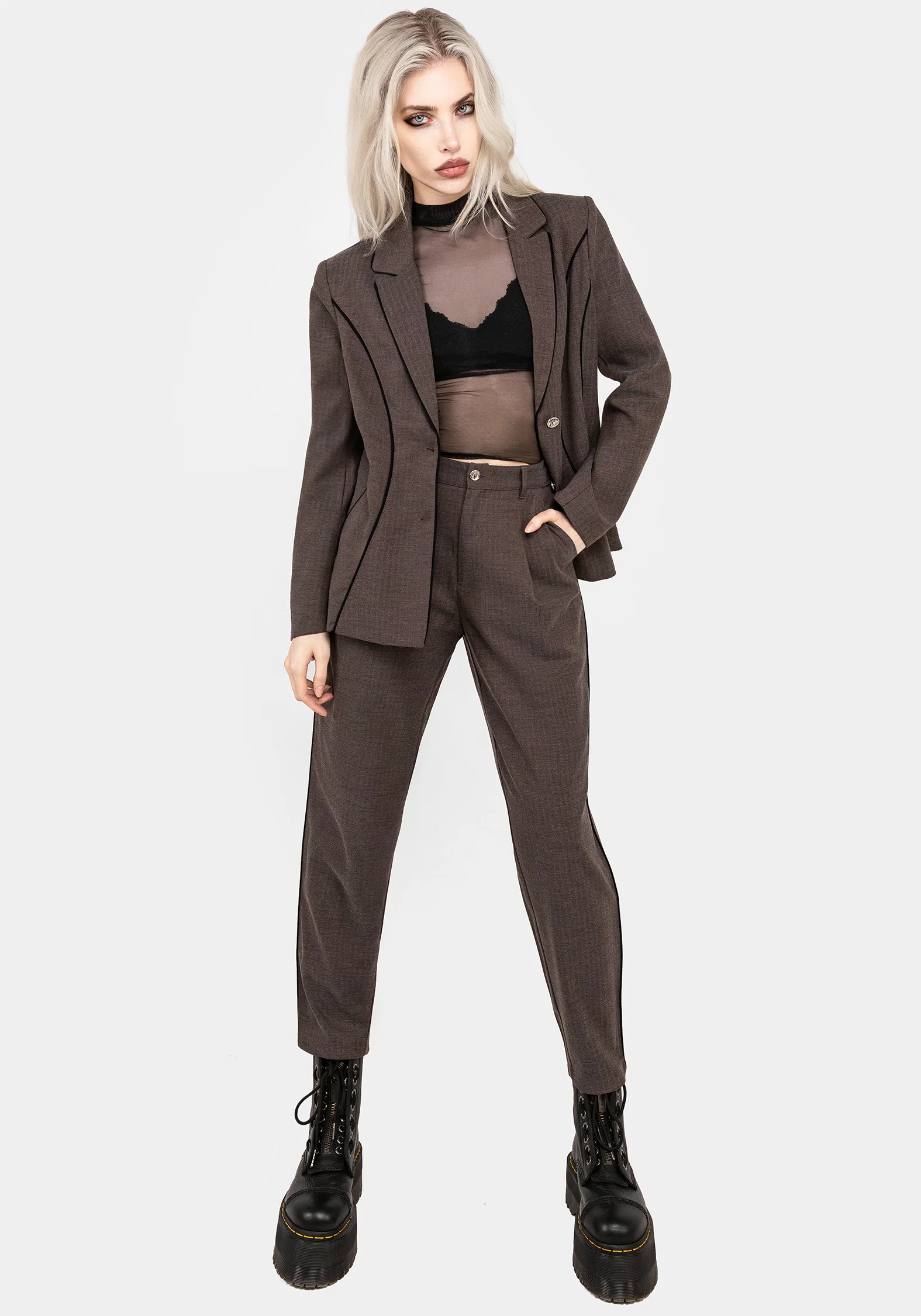 Cointrelle Herringbone Piped Blazer - Image 4