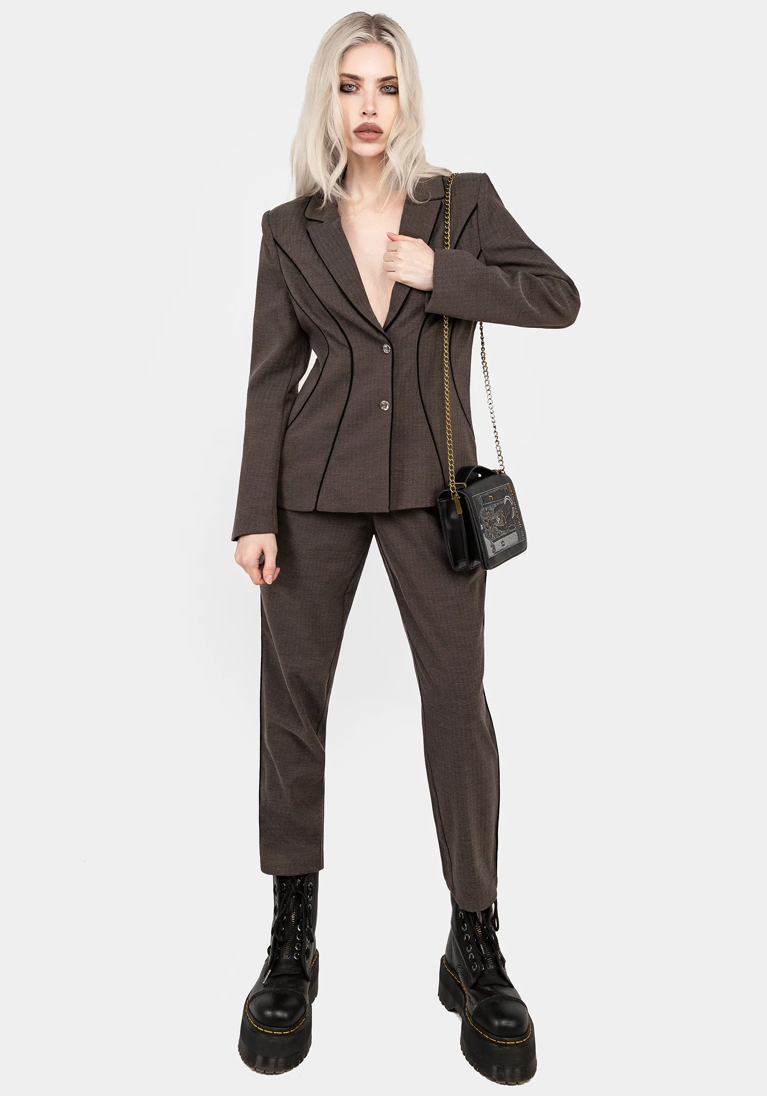 Cointrelle Herringbone Piped Blazer - Image 8