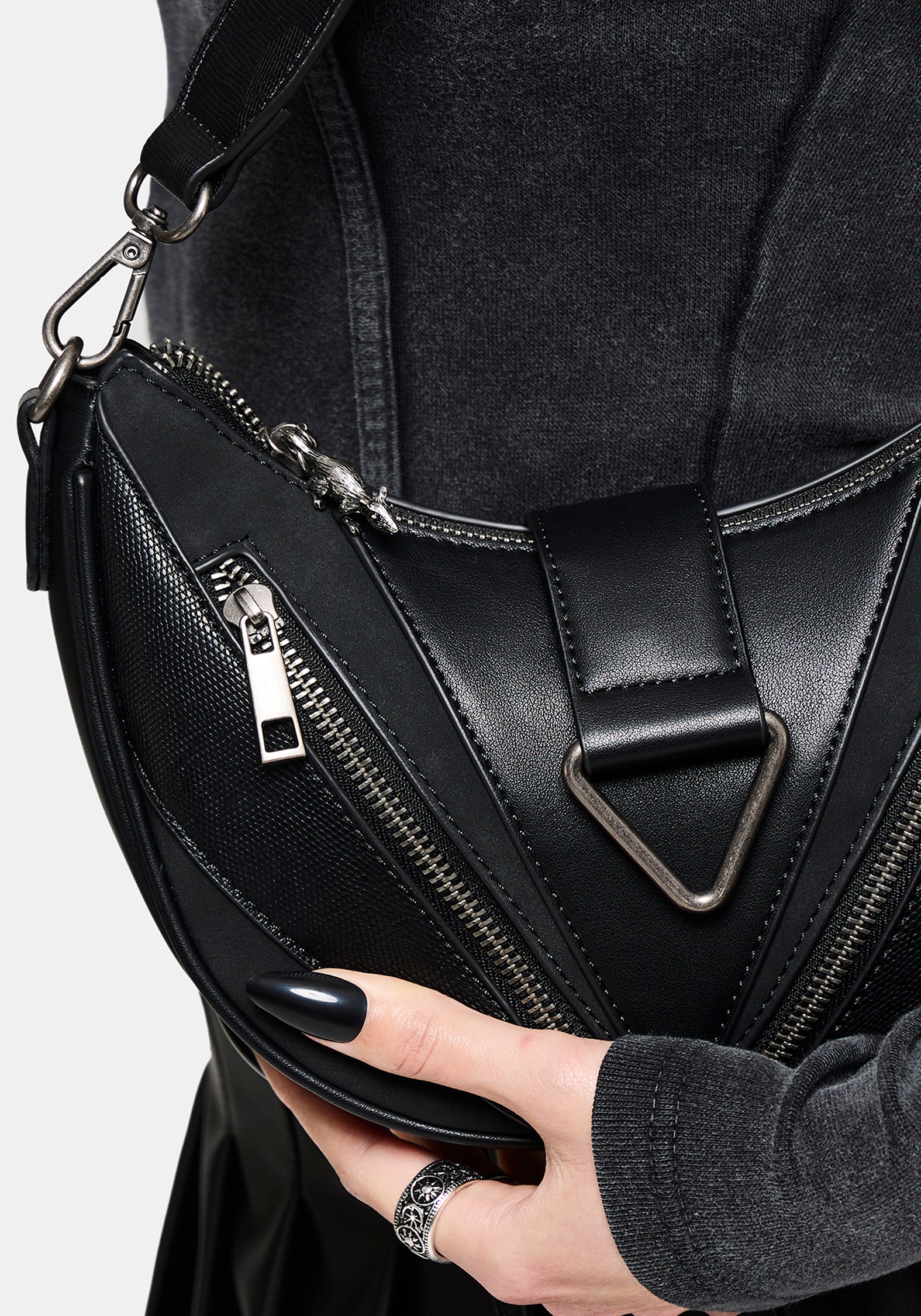Colette Rat Zip Triangle Hardware Shoulder Bag - Image 6