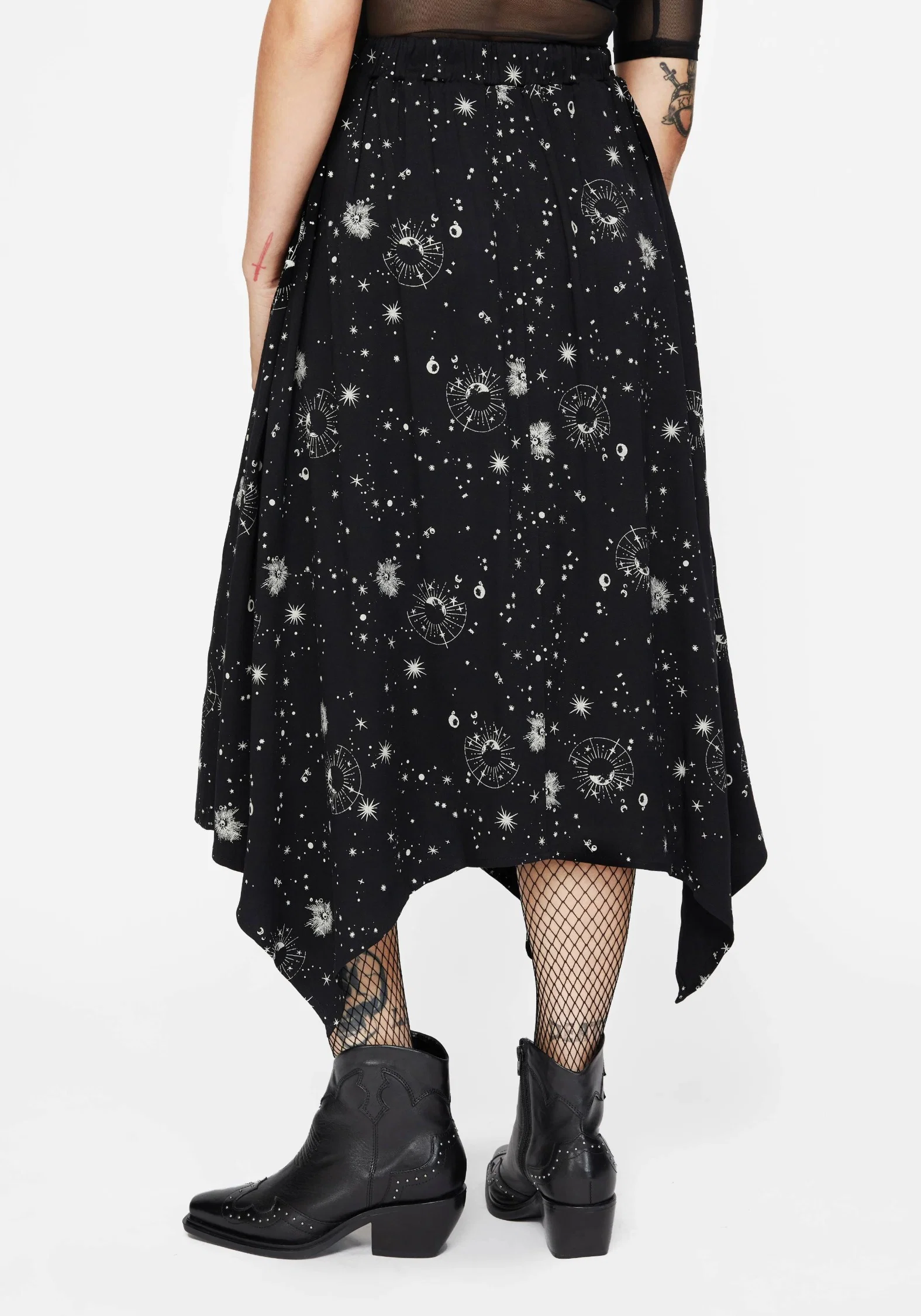 Comet Celestial Printed Handkerchief Hem Midaxi Skirt - Image 3