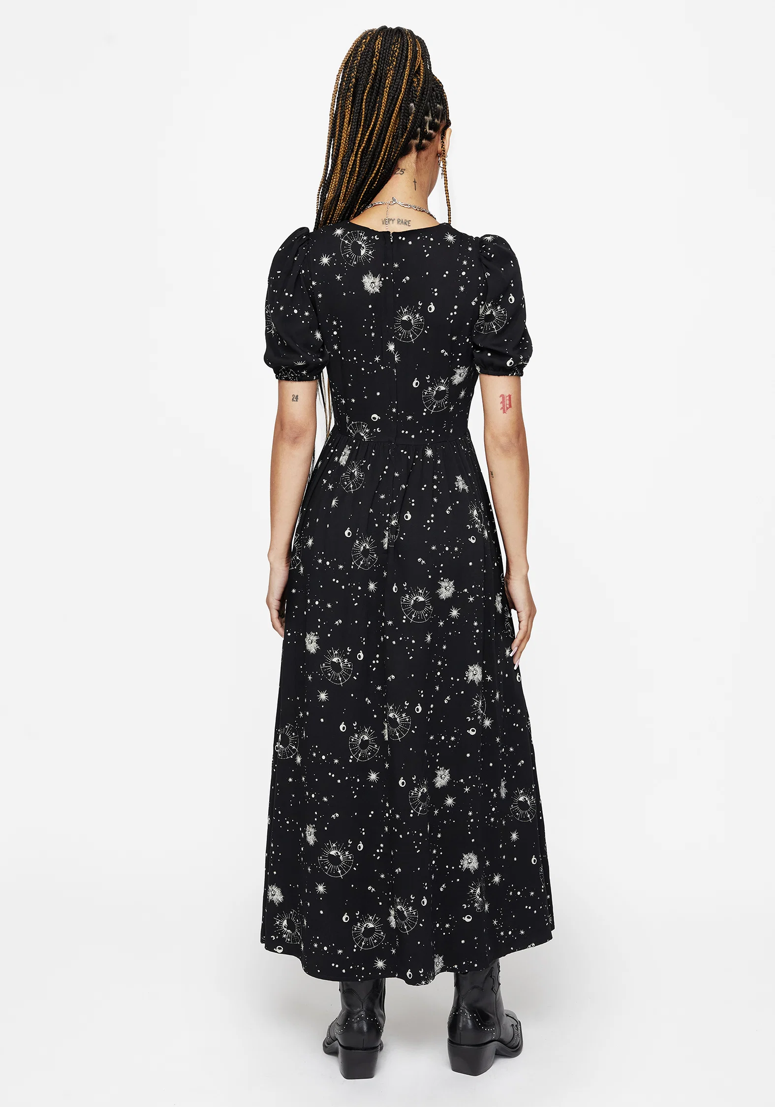 Comet Celestial Printed Puff Sleeve Midaxi Dress - Image 3