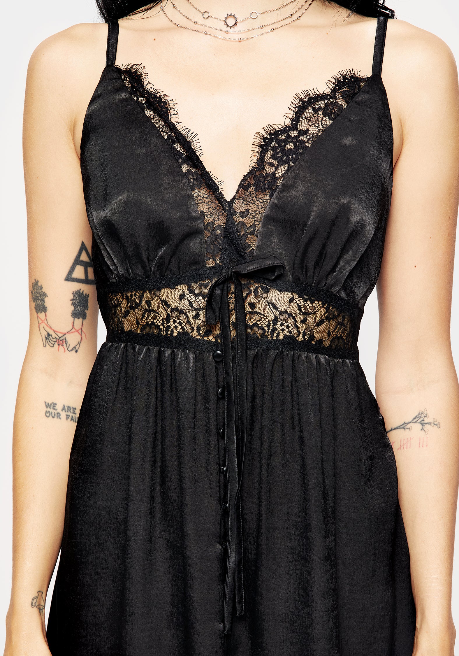 Conjure Satin Lace Trim Cami Midi Dress - Image 2