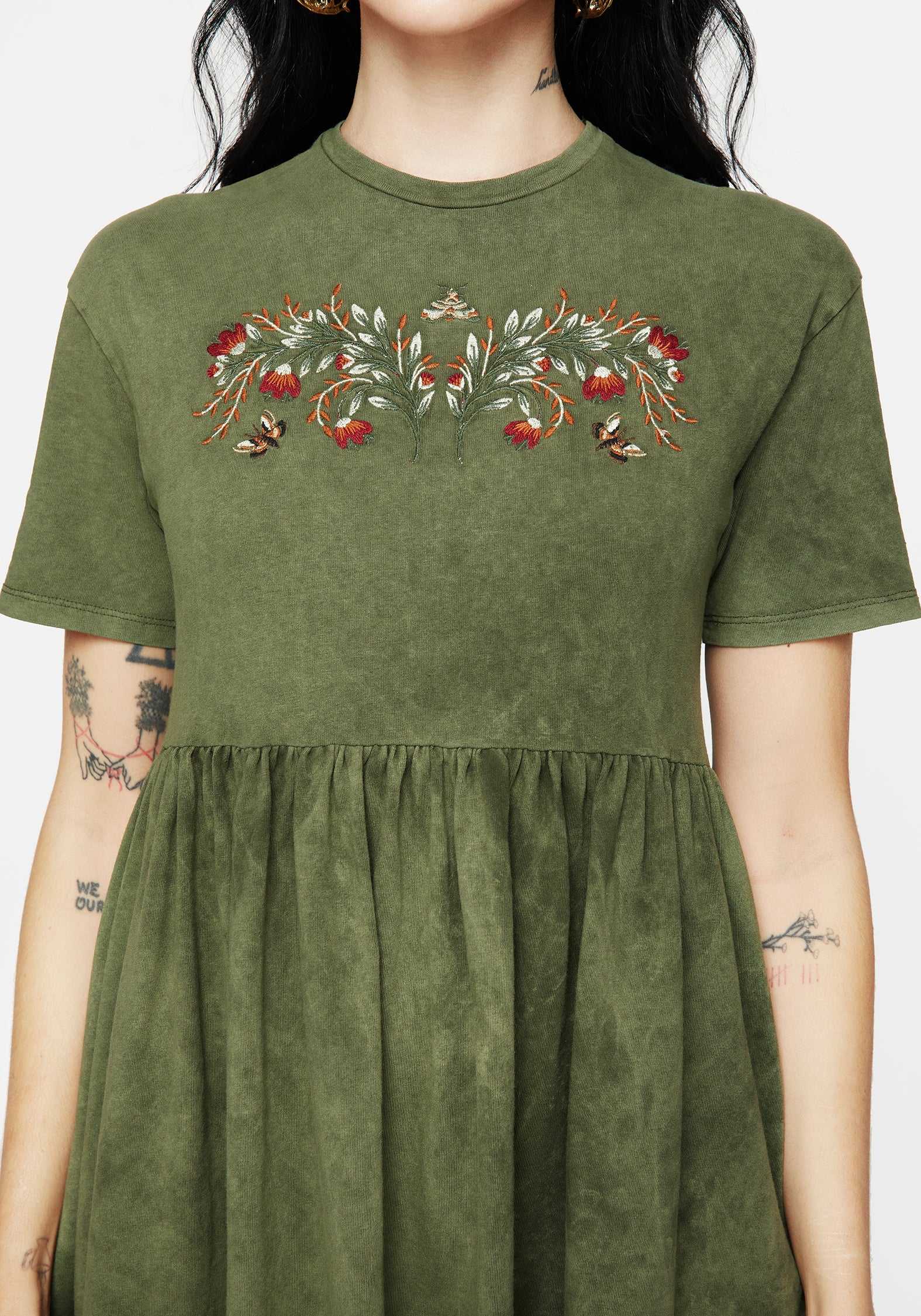 Copia Embroidered Cotton Jersey Skater Dress - Image 2
