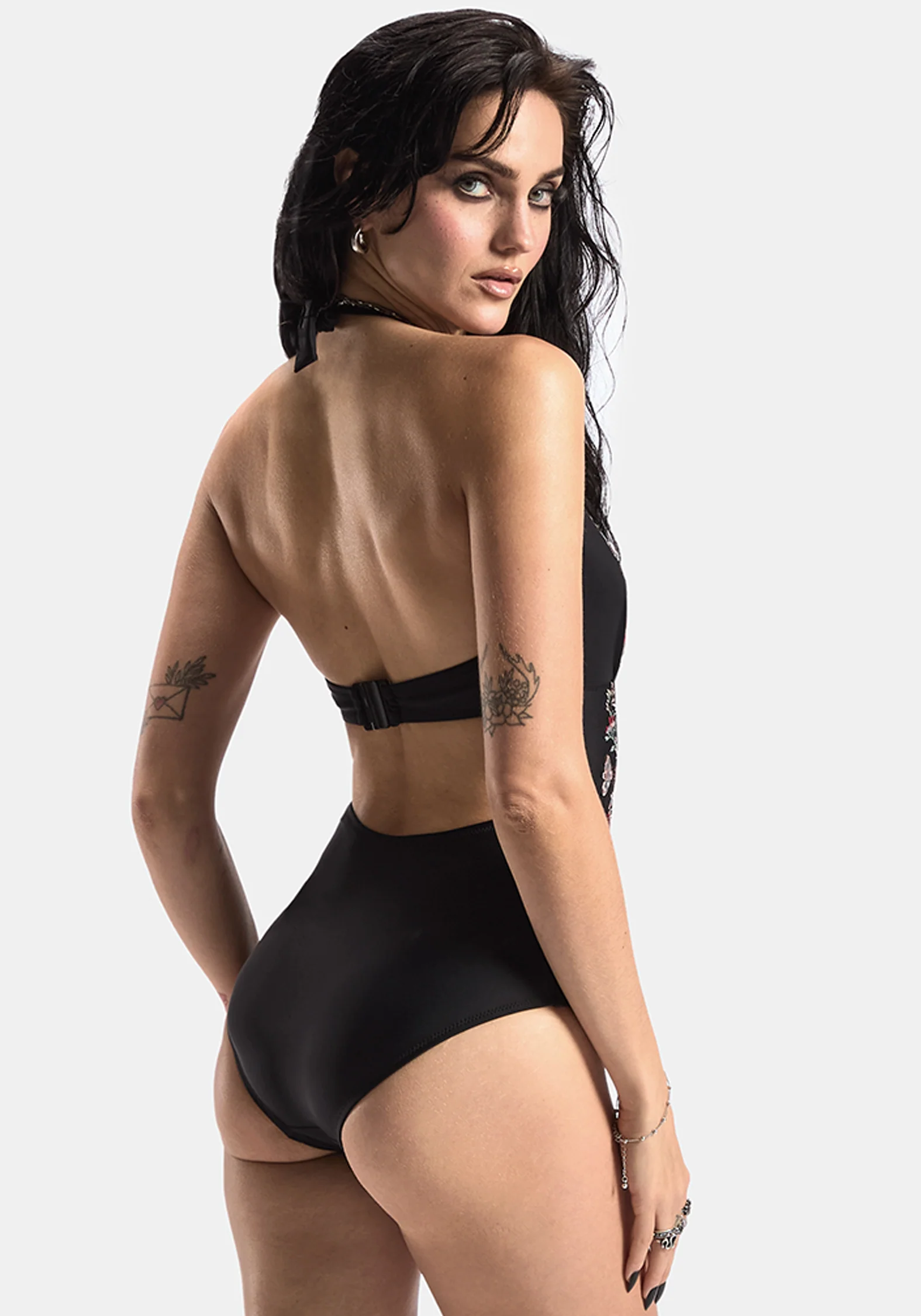 Copia Floral Embroidered Halter Swimsuit - Image 3