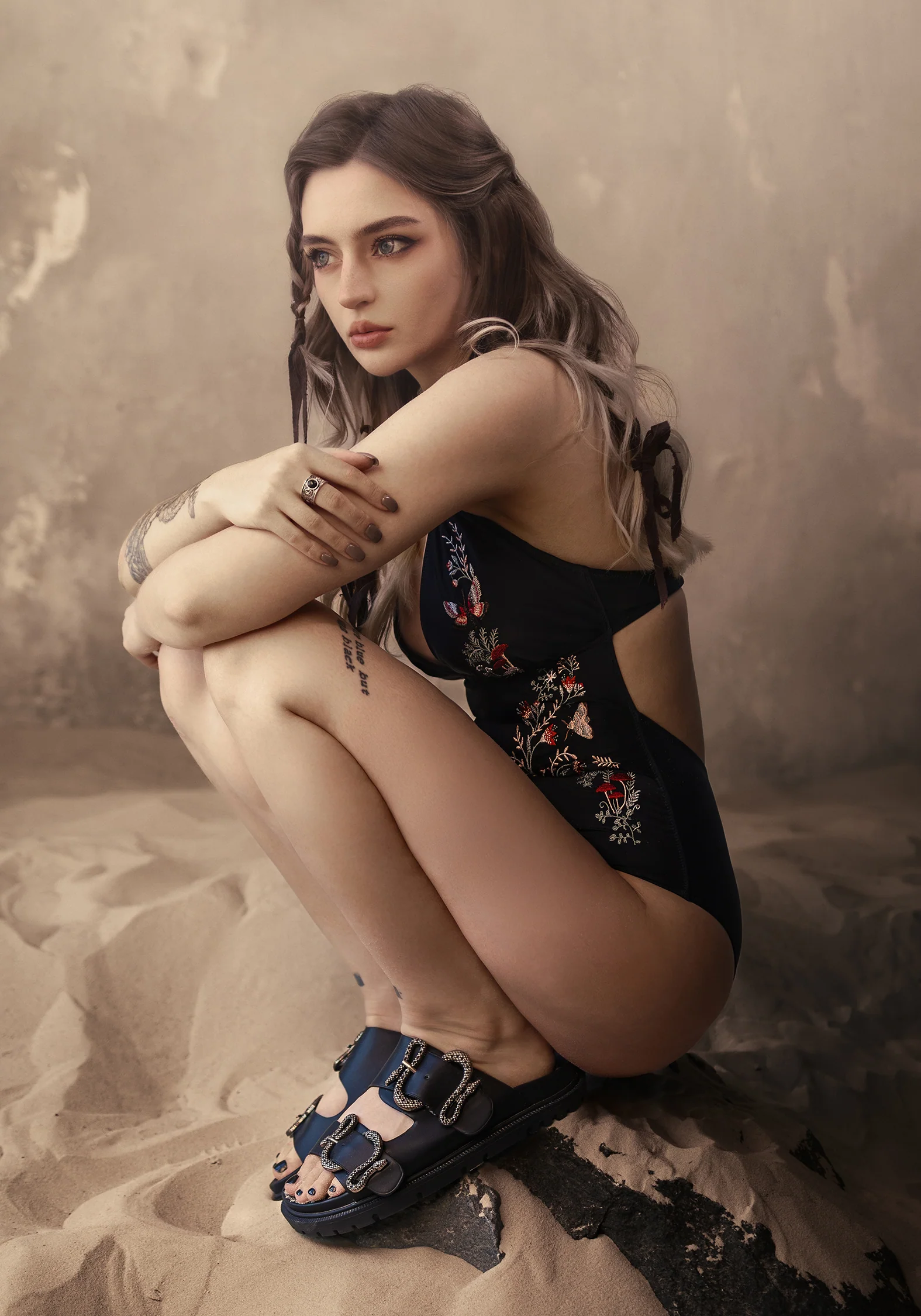 Copia Floral Embroidered Halter Swimsuit - Image 9