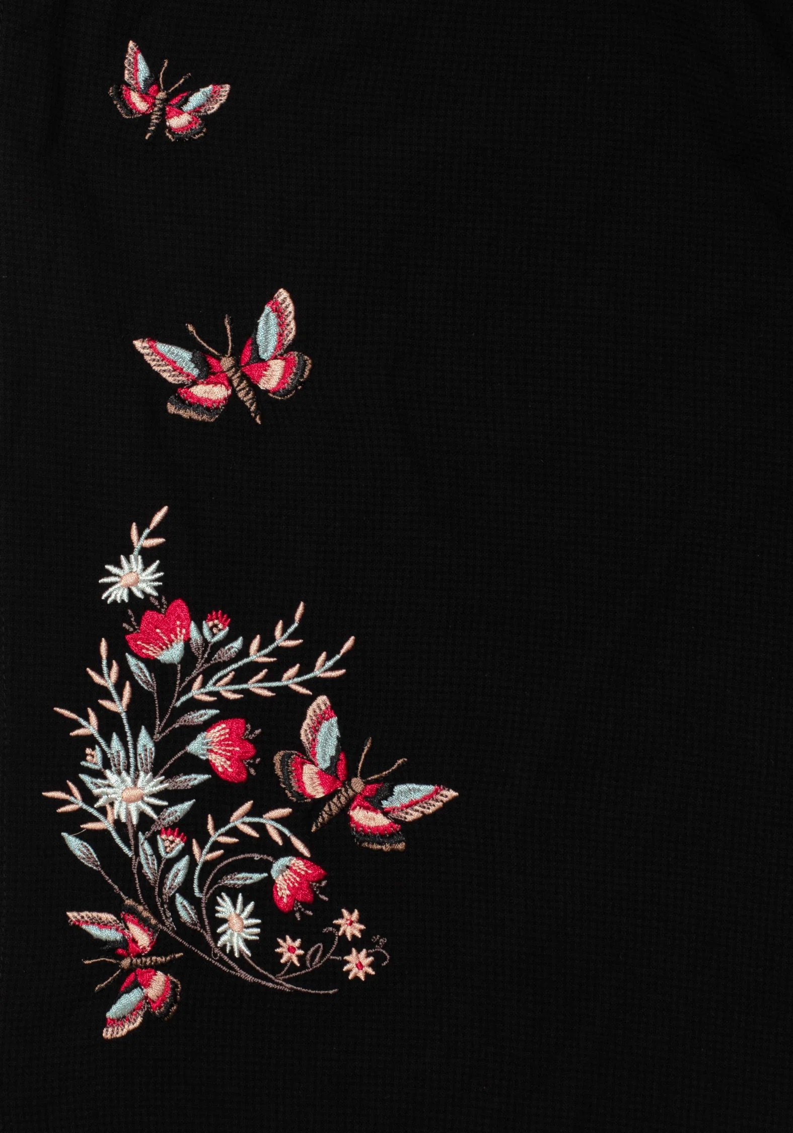 Copia Moth Embroidered Cotton Puff Sleeve Split Skirt Midi Dress - Image 2