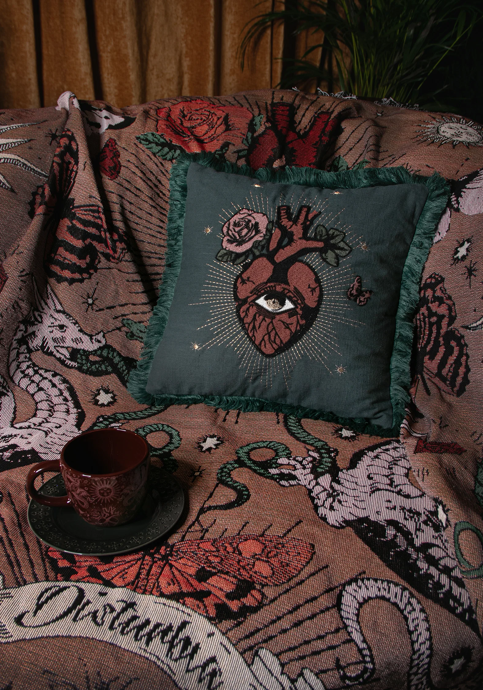 Cor Amara Heart Embroidered Square Cushion - Image 4
