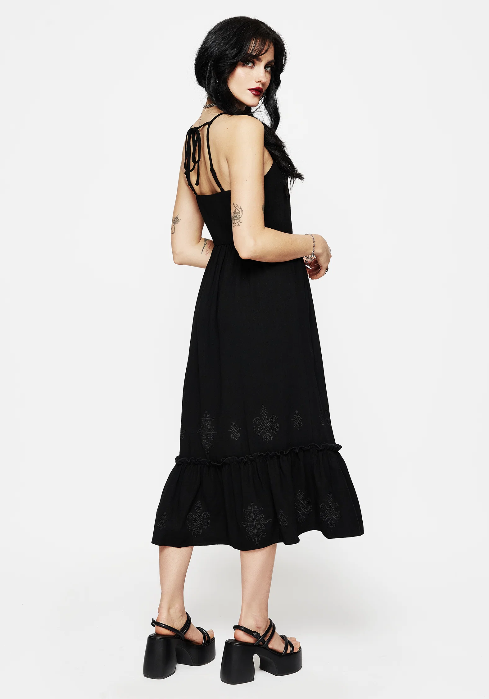 Cordata Embroidered Cami Midi Smock Dress - Image 3