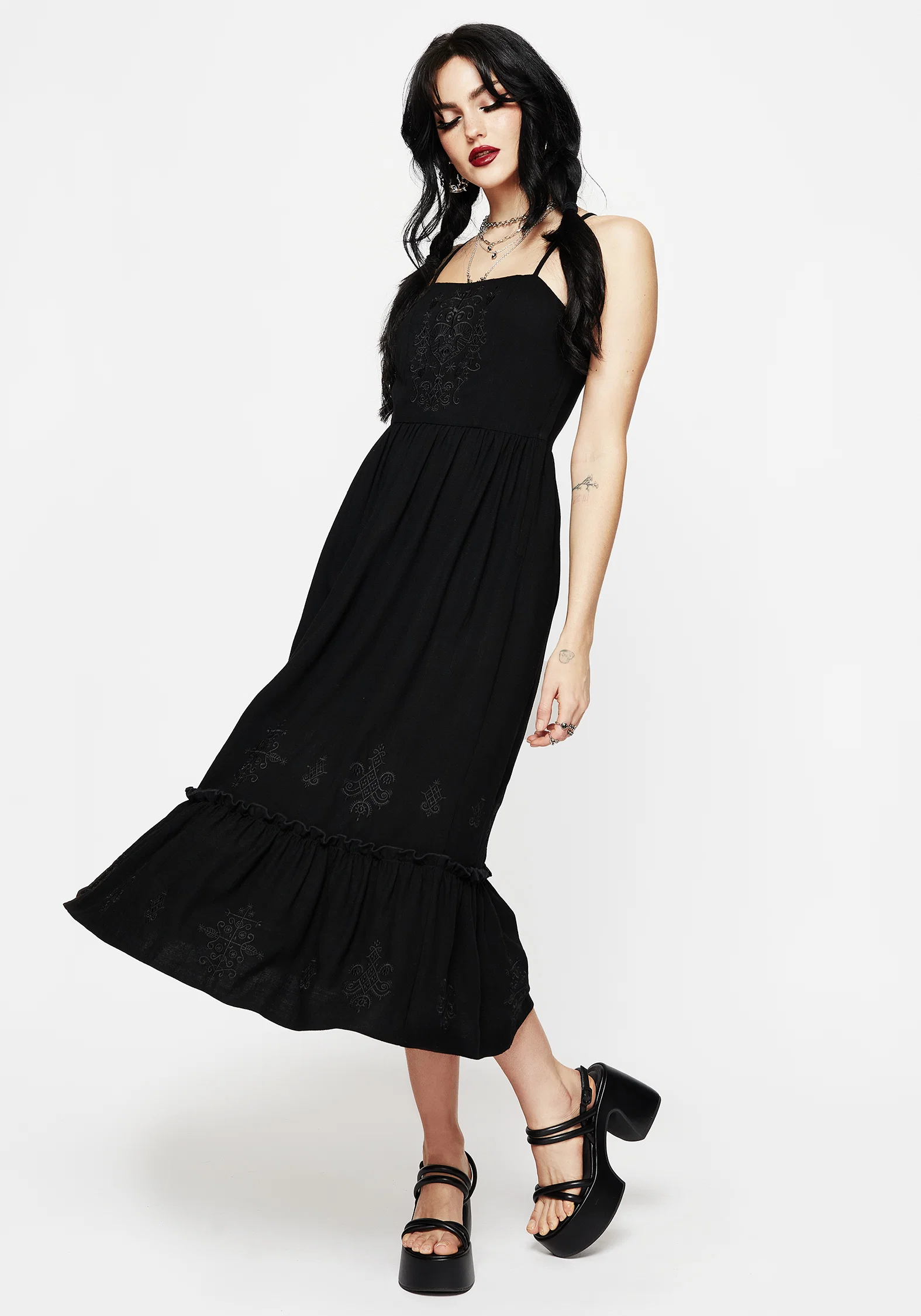 Cordata Embroidered Cami Midi Smock Dress - Image 4