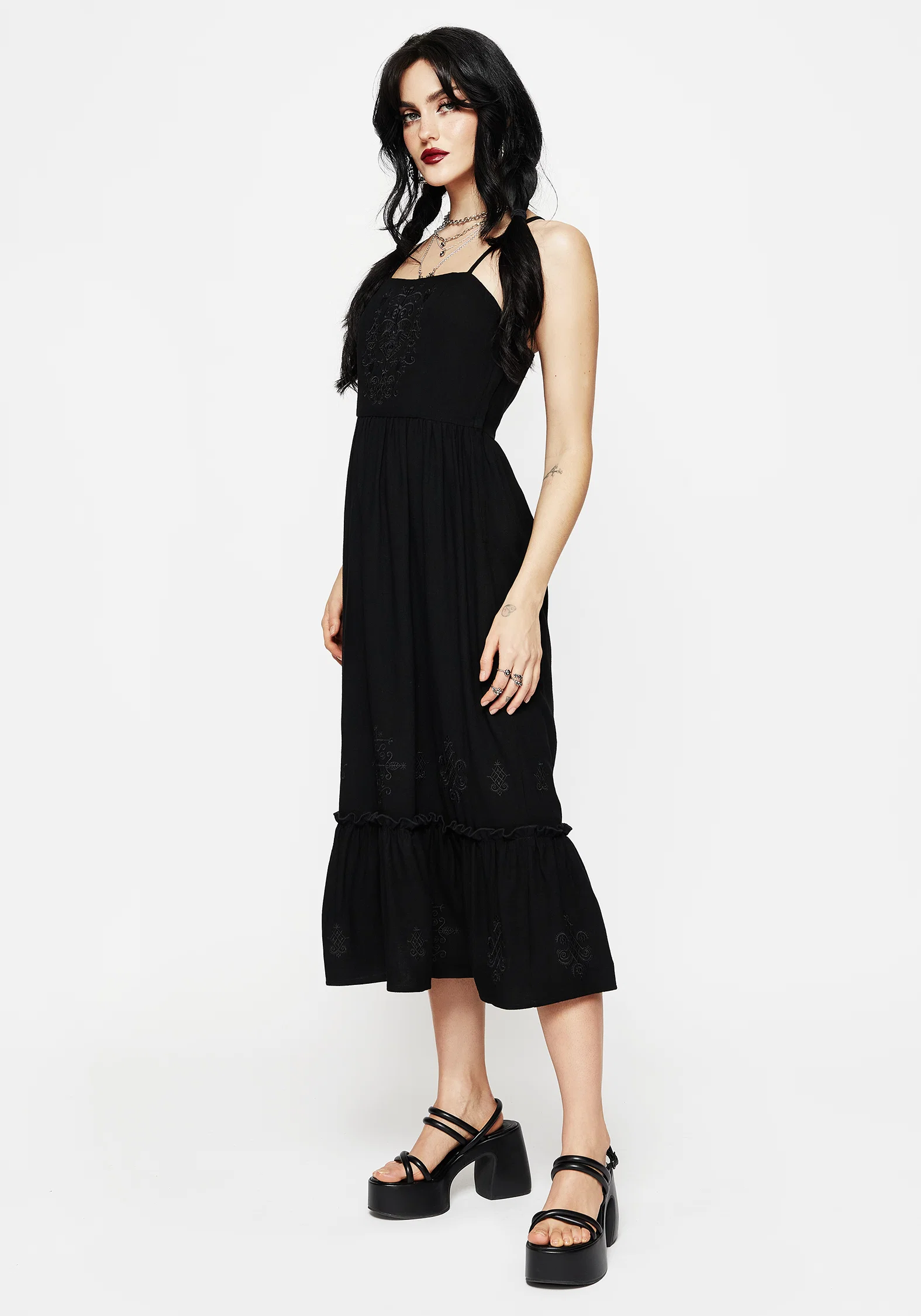 Cordata Embroidered Cami Midi Smock Dress - Image 6
