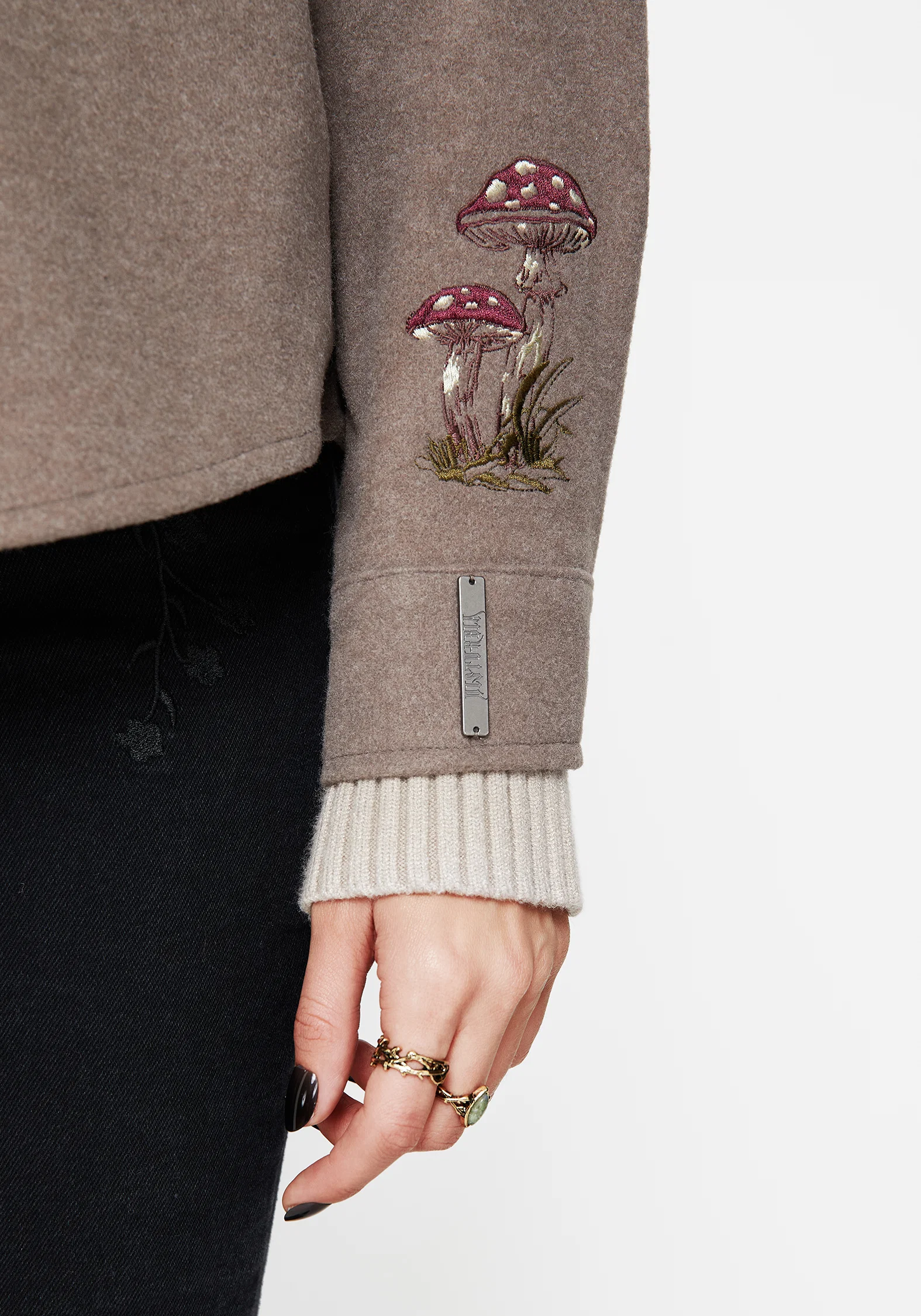 Cordelia Floral Frog Embroidered Pocket Front Shacket - Image 2