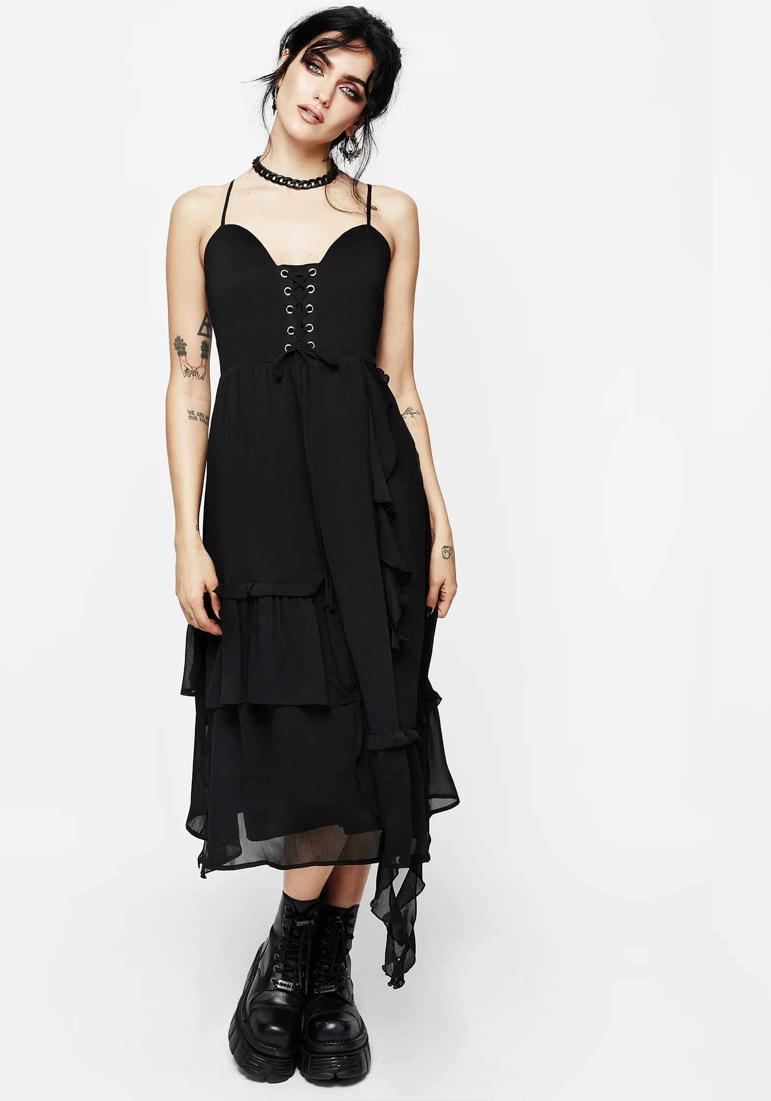Corsair Lace Front Asymmetric Midi Dress - Image 5