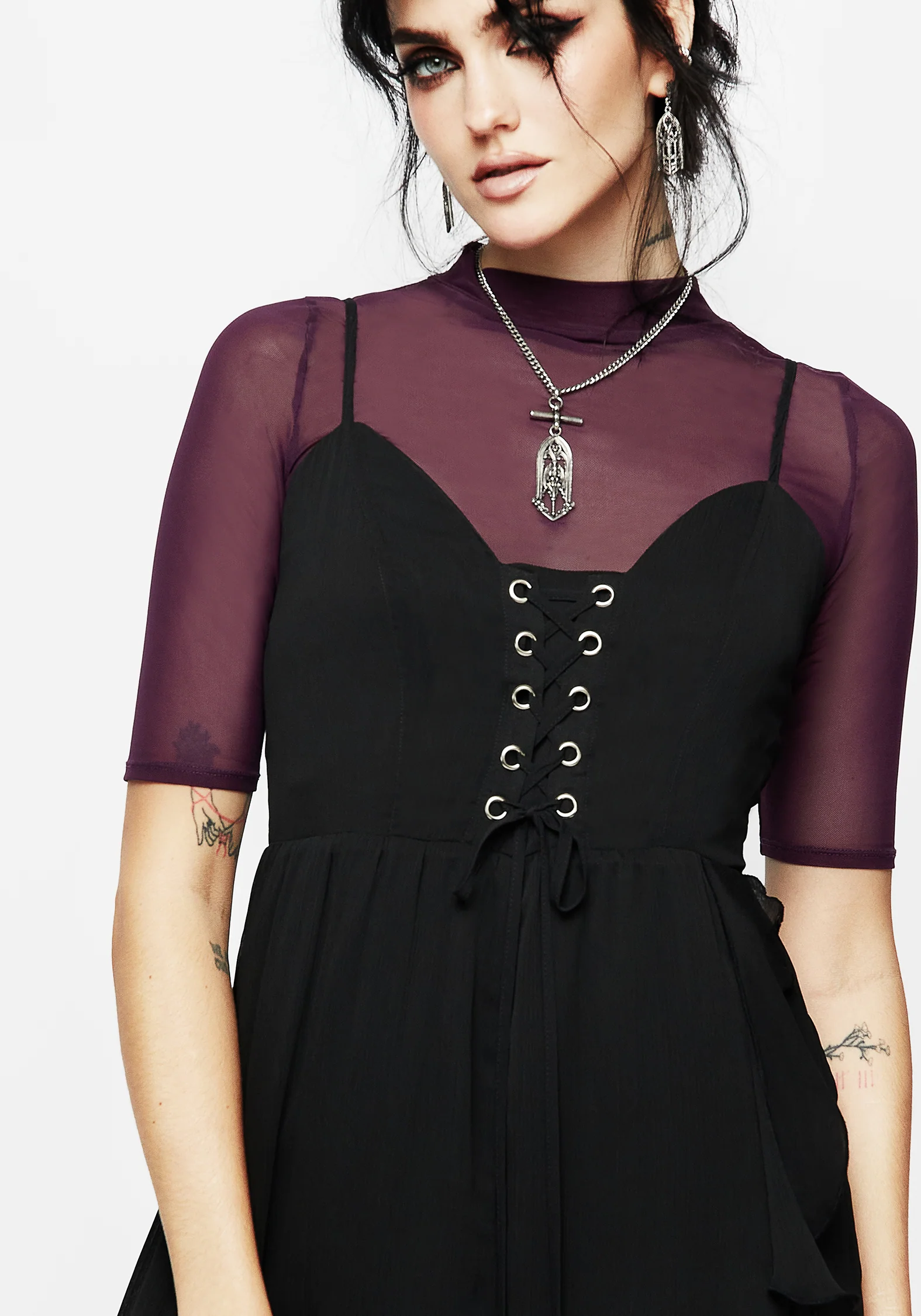 Corsair Lace Front Asymmetric Midi Dress - Image 6