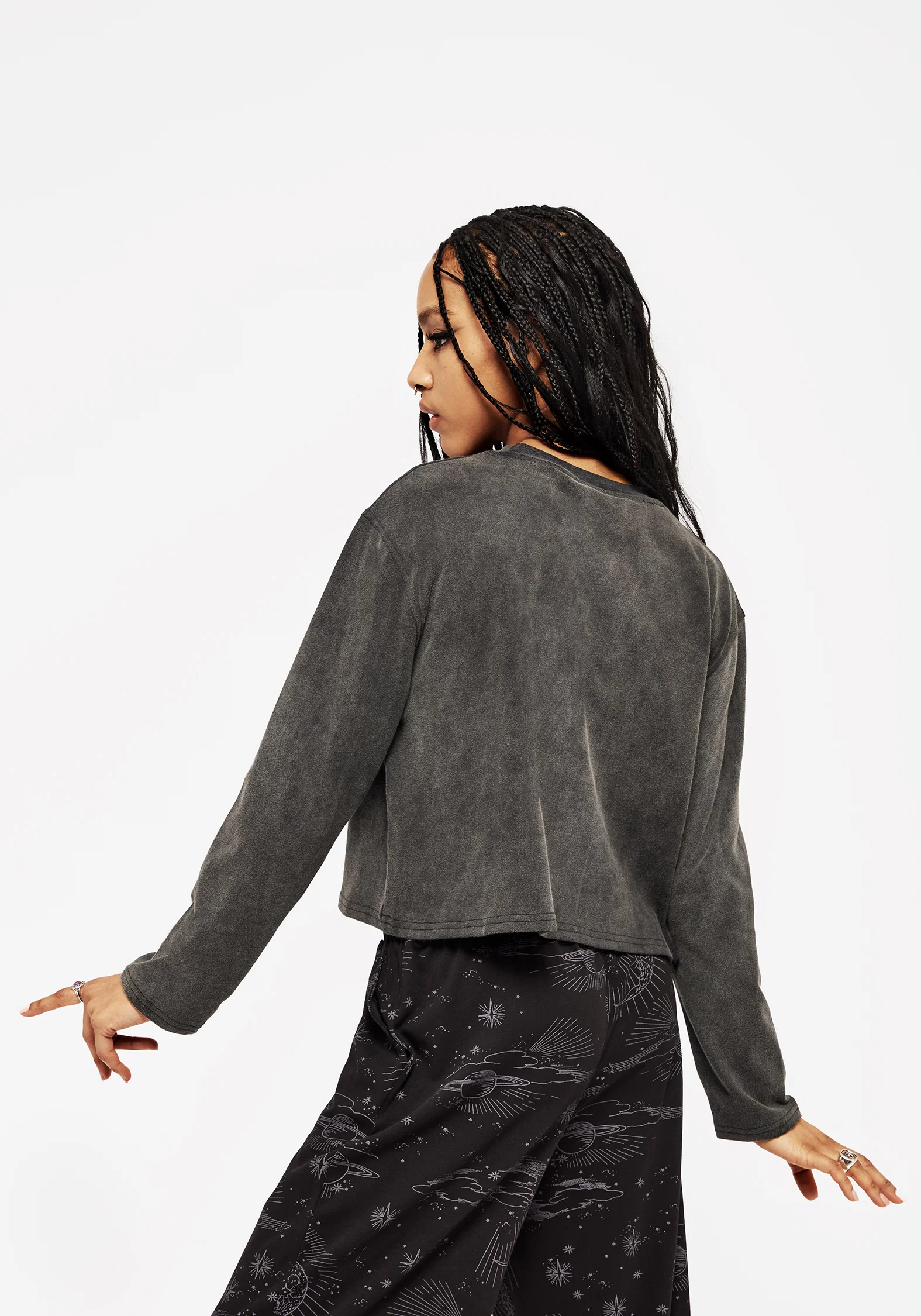 Cosmic Long Sleeve Crop Pyjama Top - Image 3