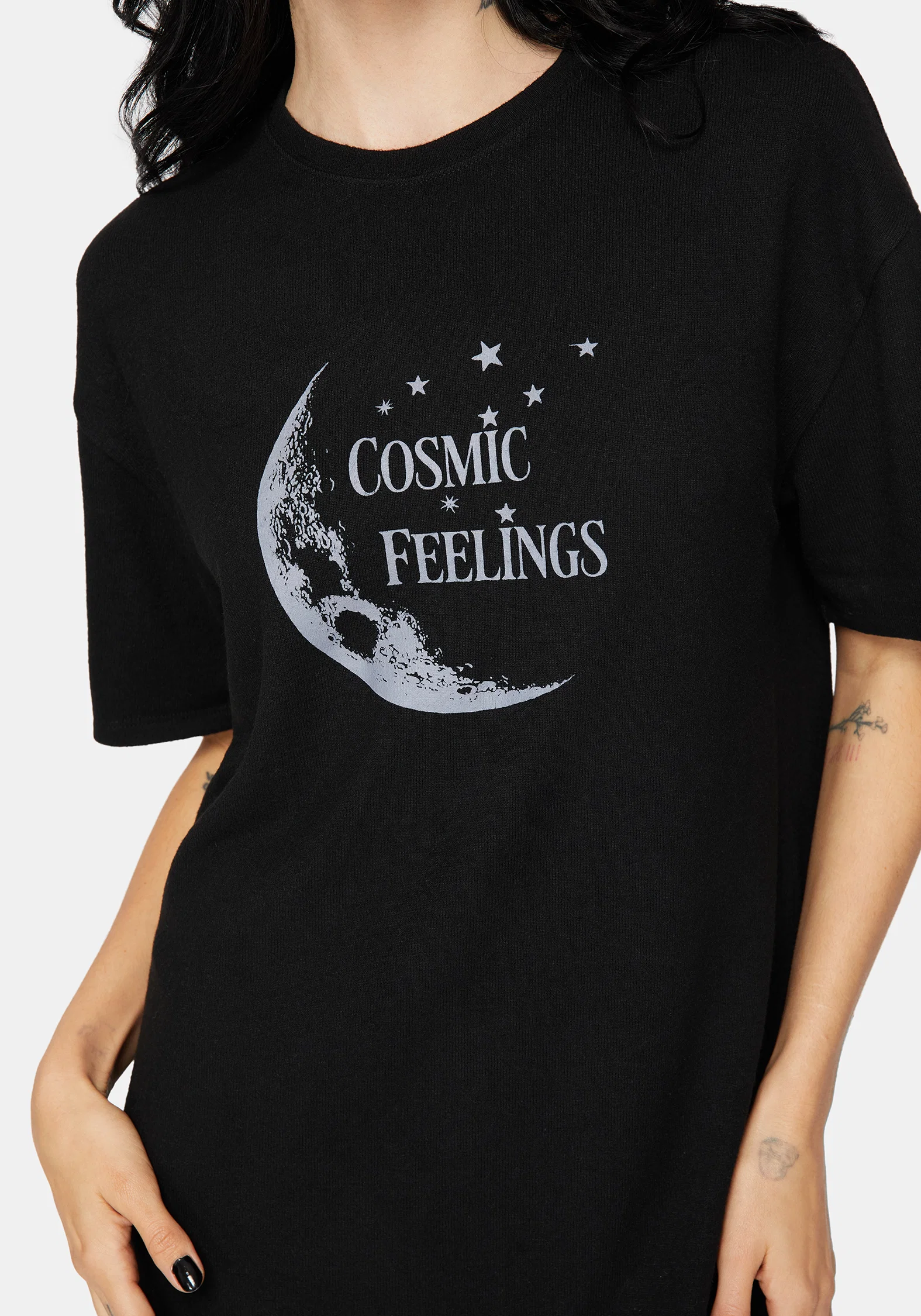 Cosmic Moon Graphic Print Mini Pyjama Tee Dress - Image 2