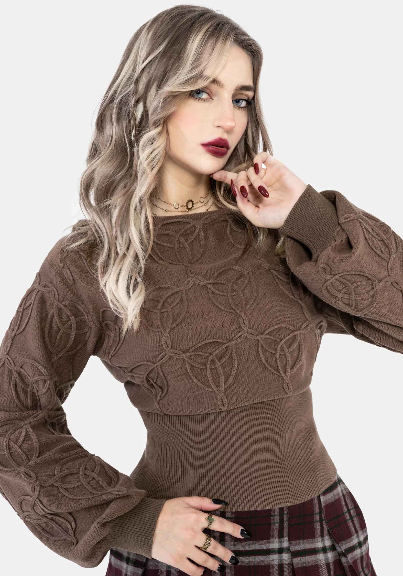 Covet Cotton-Blend Witches Knot Cable Knit Jumper - Image 4