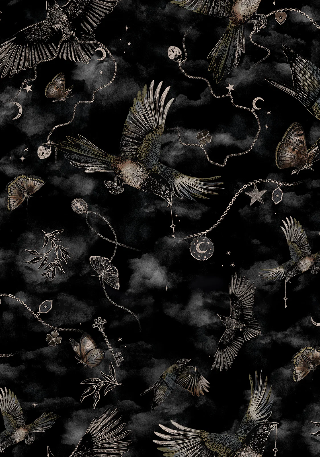 Crimson Magpie and Moth Print Midi Shirt Dress - Image 7