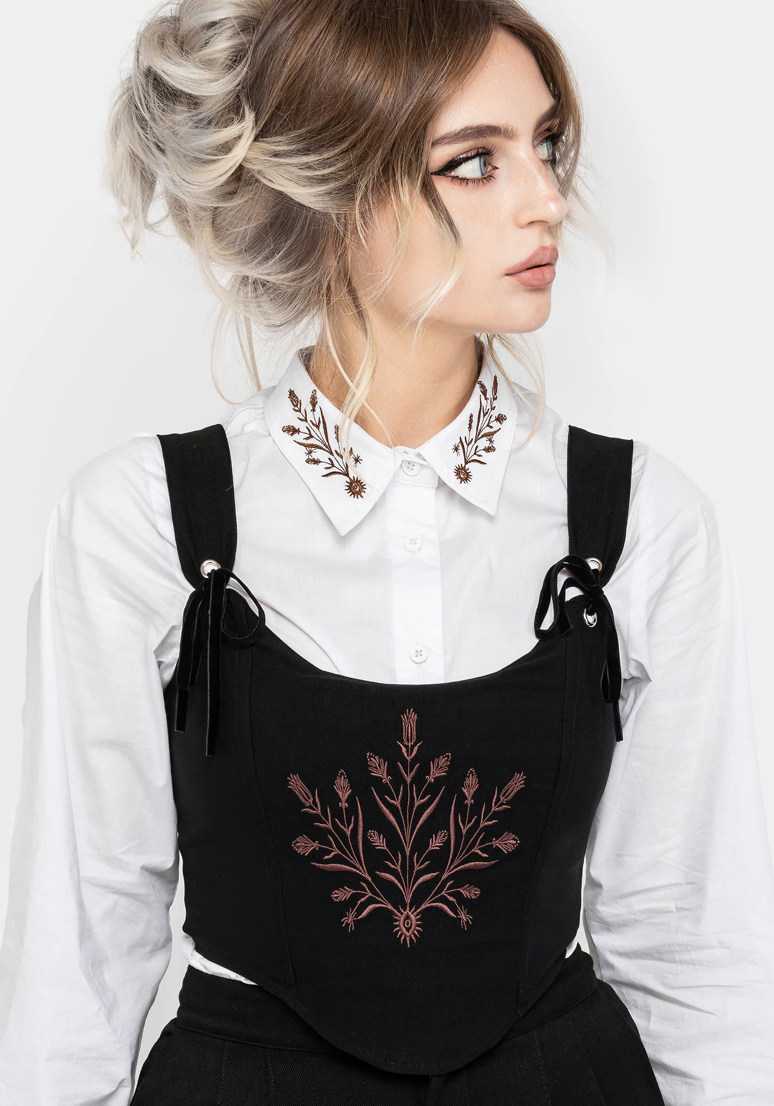 Cybele Embroidered Crop Corset Top - Image 6