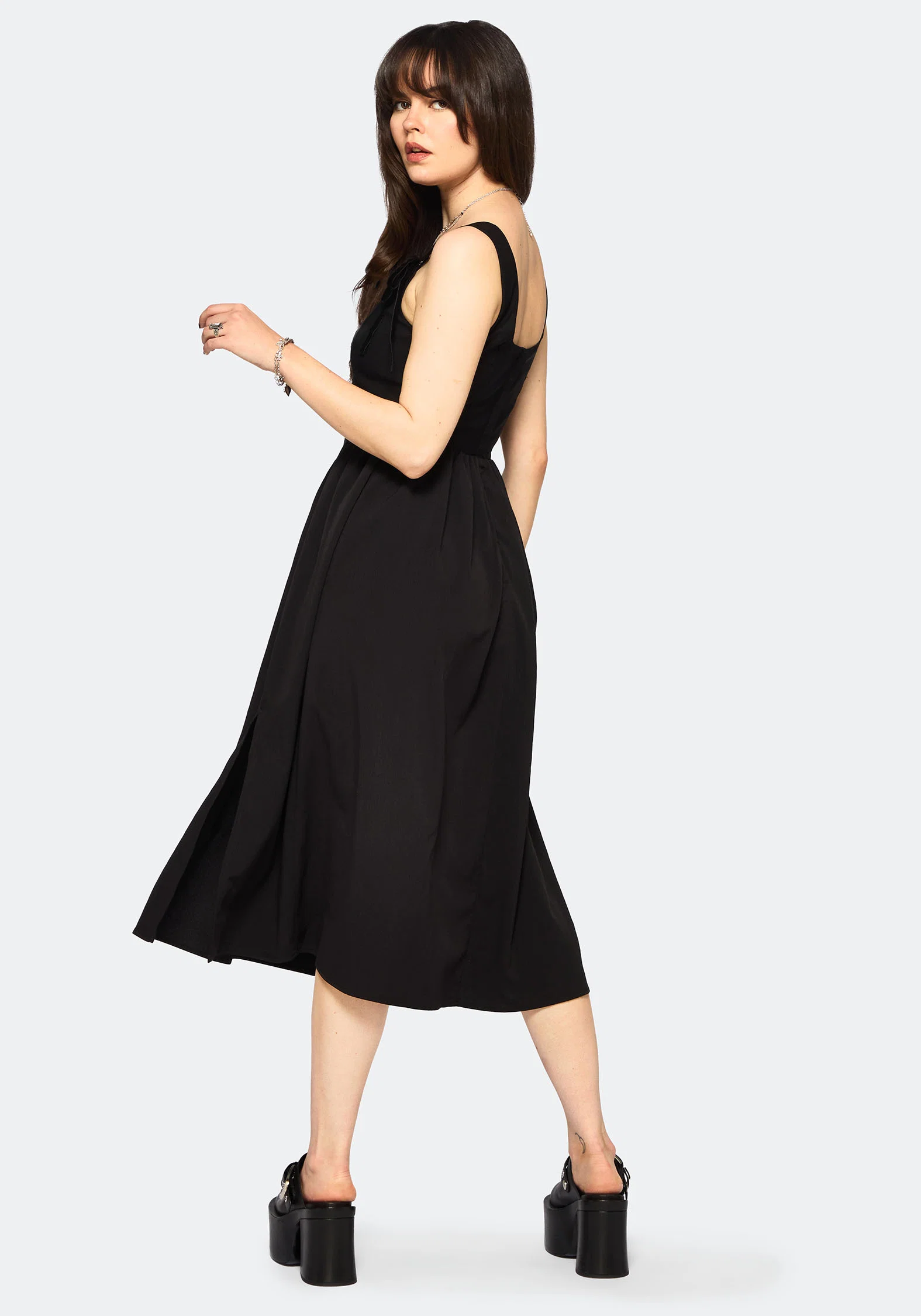 Cybele Embroidered Front Corset Bodice Midi Dress - Image 3