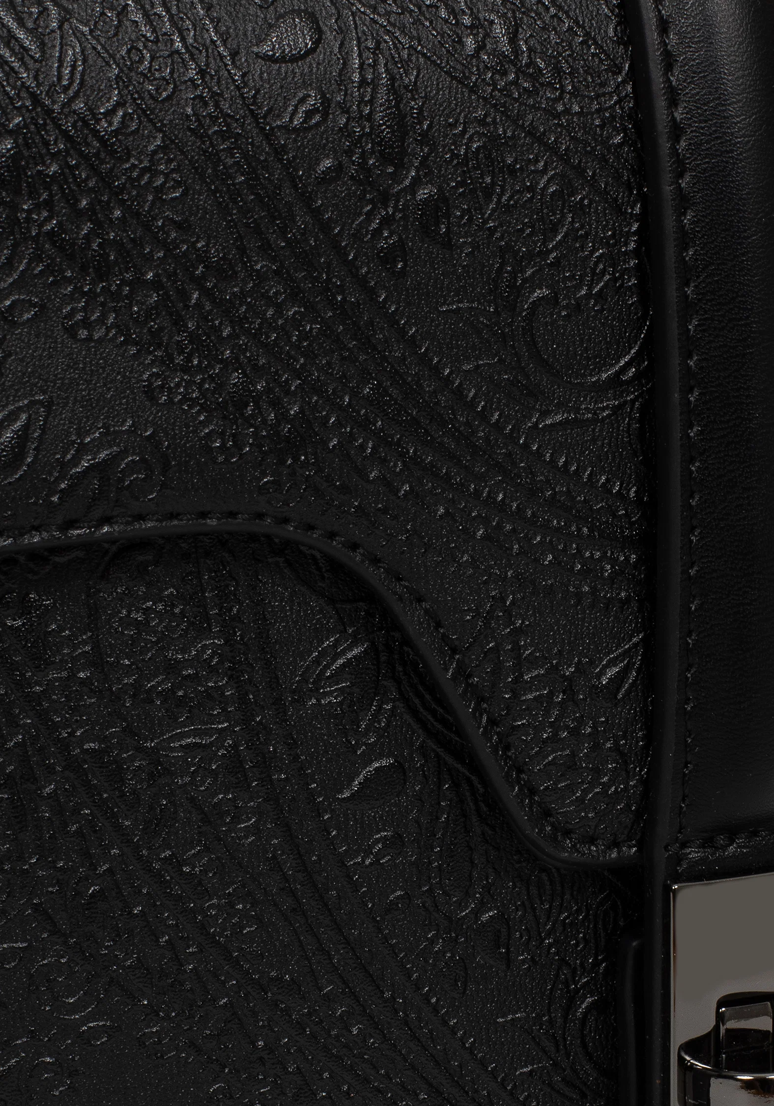 Cypress Paisley Debossed Crossbody Satchel Bag - Black - Image 3