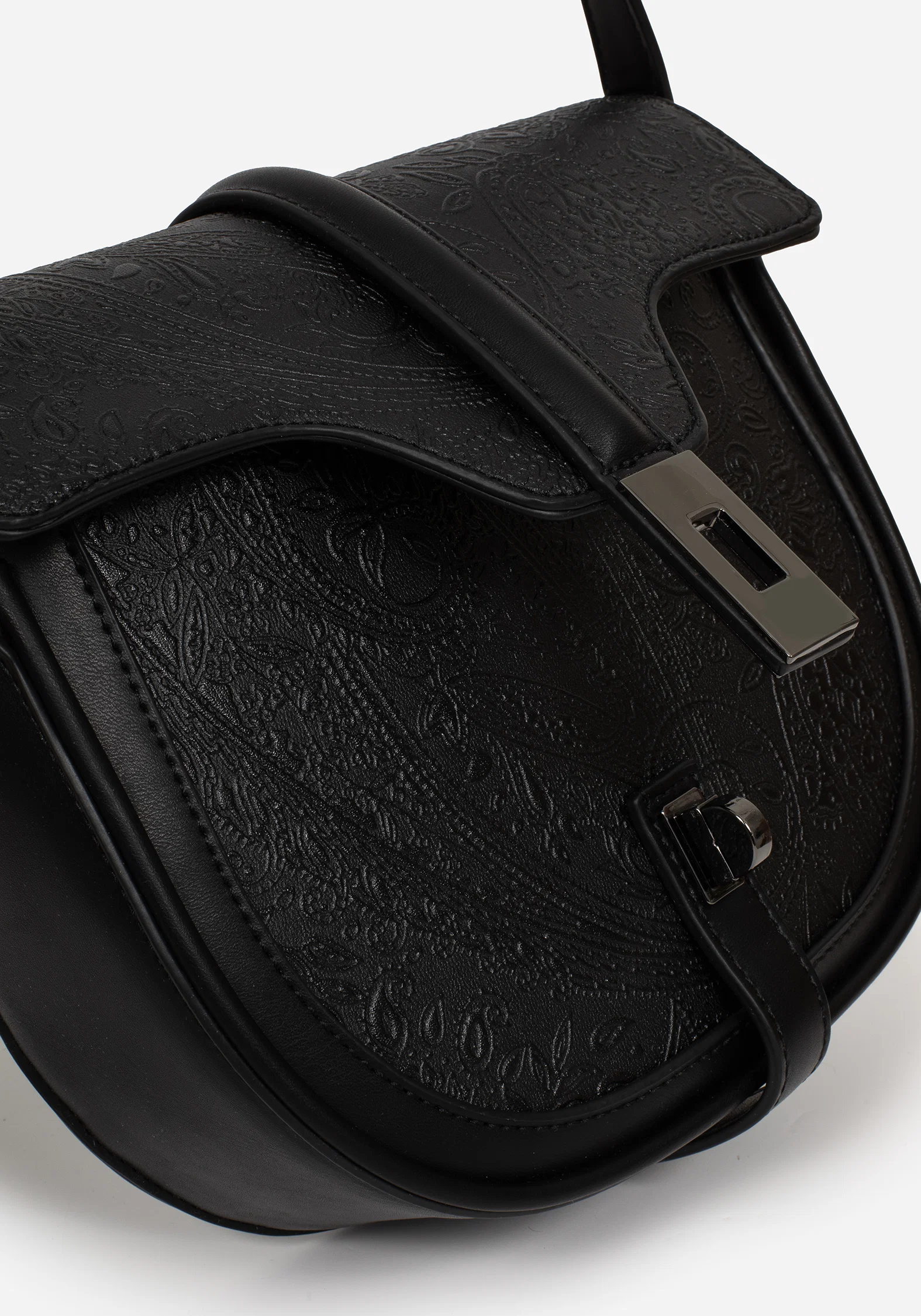Cypress Paisley Debossed Crossbody Satchel Bag - Black - Image 6