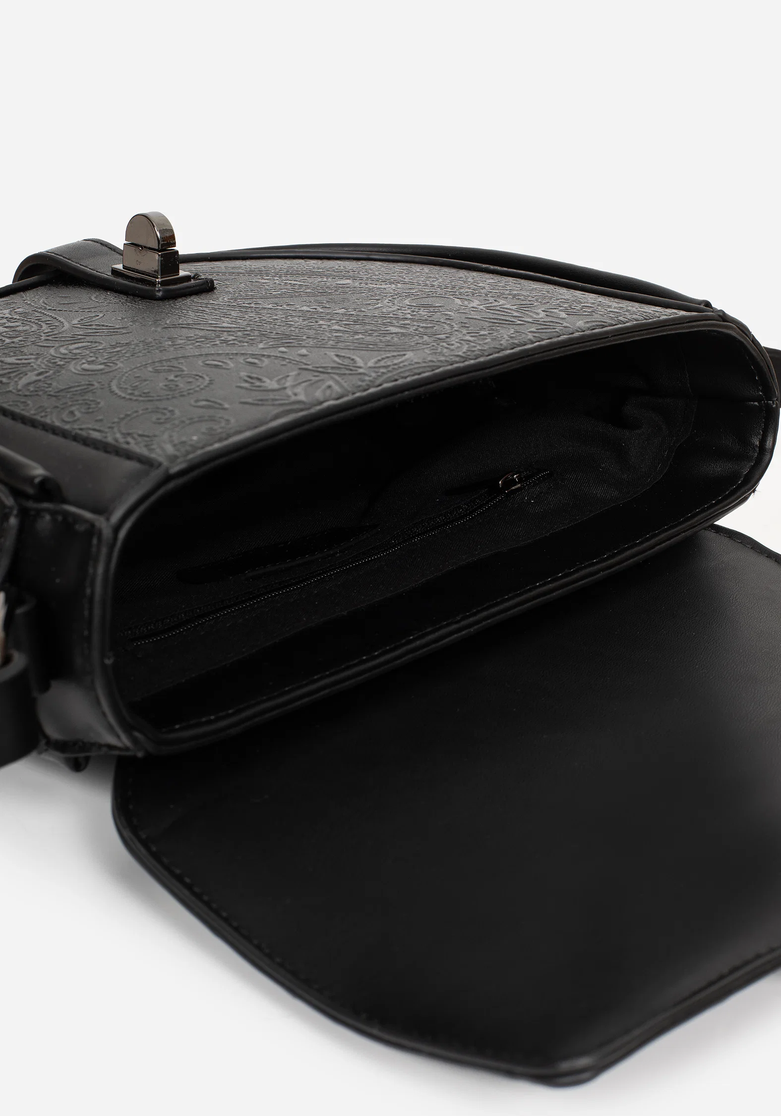 Cypress Paisley Debossed Crossbody Satchel Bag - Black - Image 8