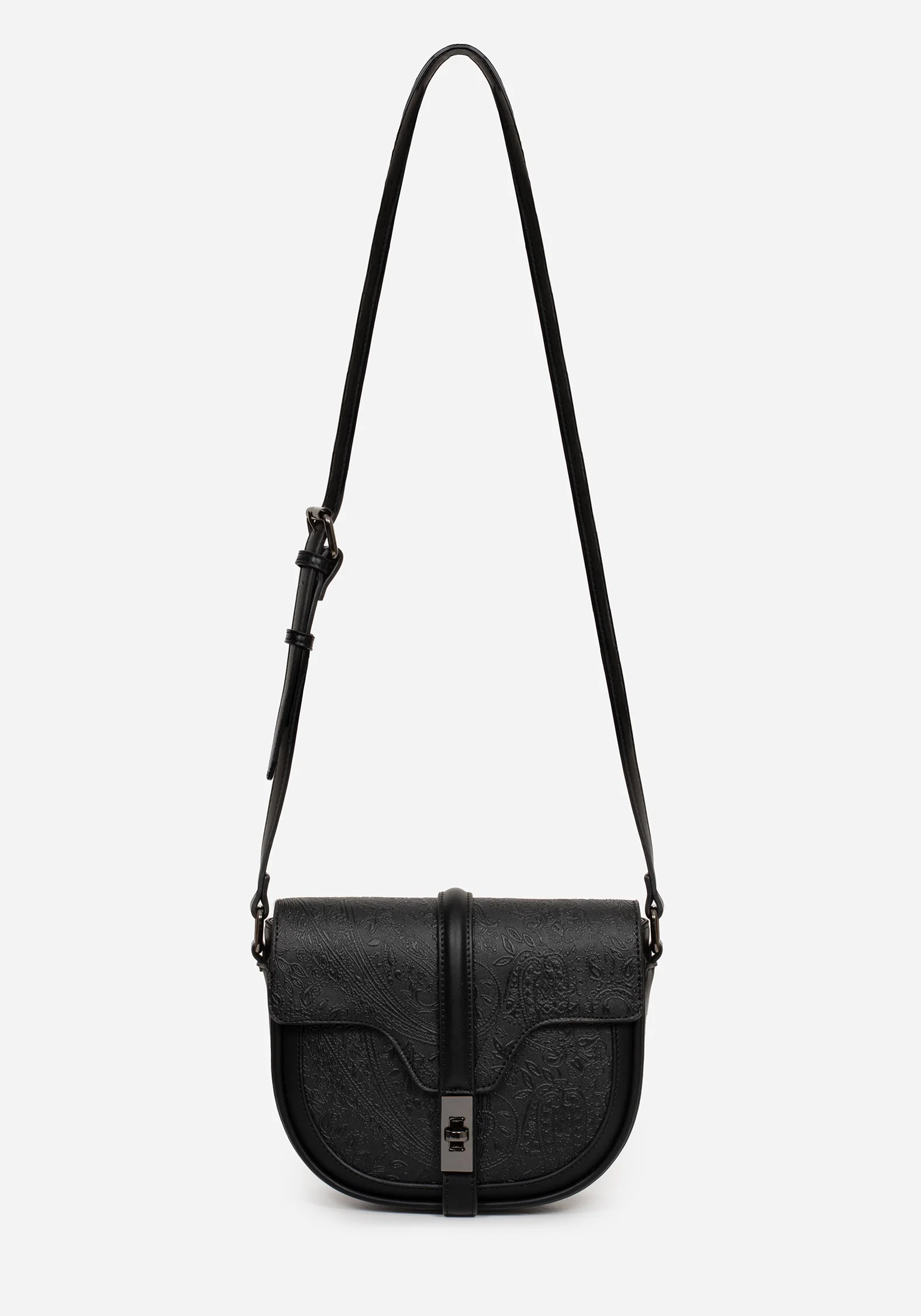 Cypress Paisley Debossed Crossbody Satchel Bag - Black - Image 9