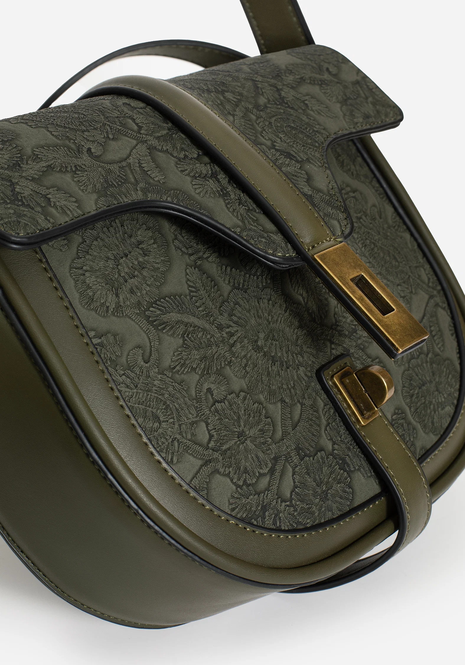 Cypress Paisley Debossed Crossbody Satchel Bag - Green - Image 3