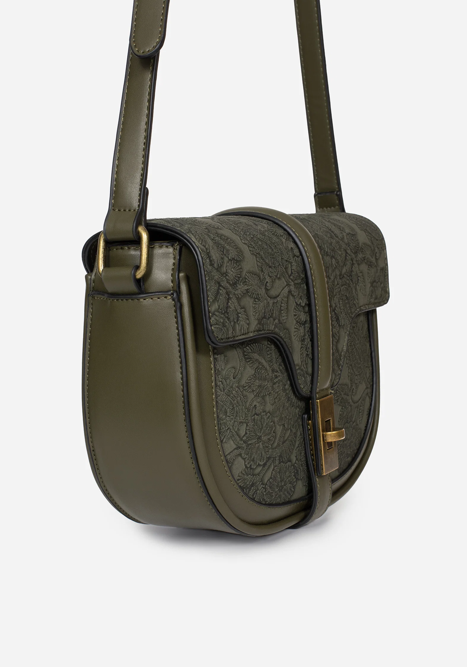 Cypress Paisley Debossed Crossbody Satchel Bag - Green - Image 6