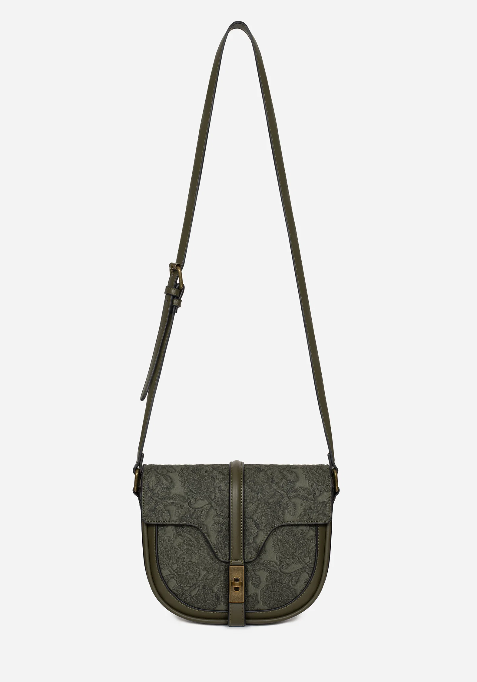 Cypress Paisley Debossed Crossbody Satchel Bag - Green - Image 9
