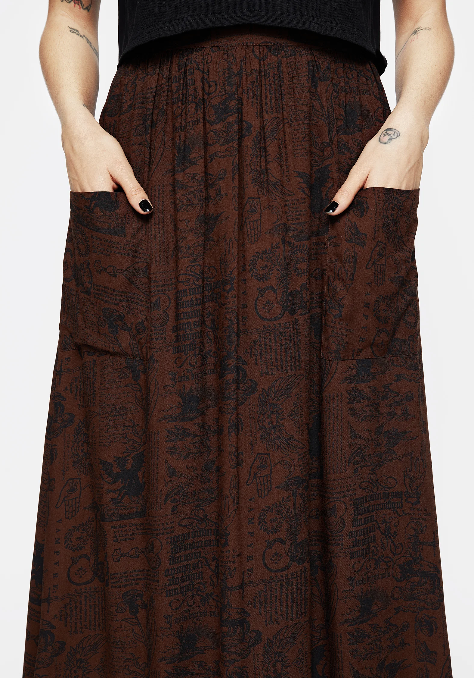 Daemonologie Woodcut Print Midaxi Skirt - Image 3