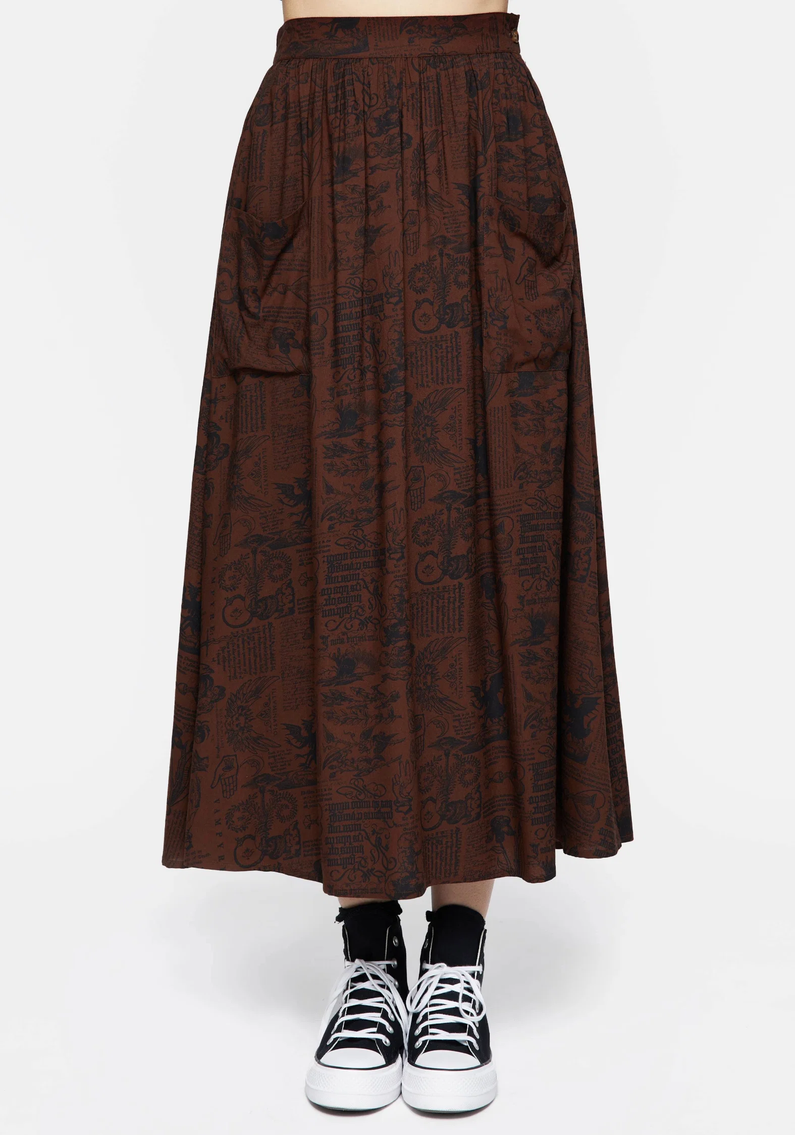 Daemonologie Woodcut Print Midaxi Skirt - Image 4