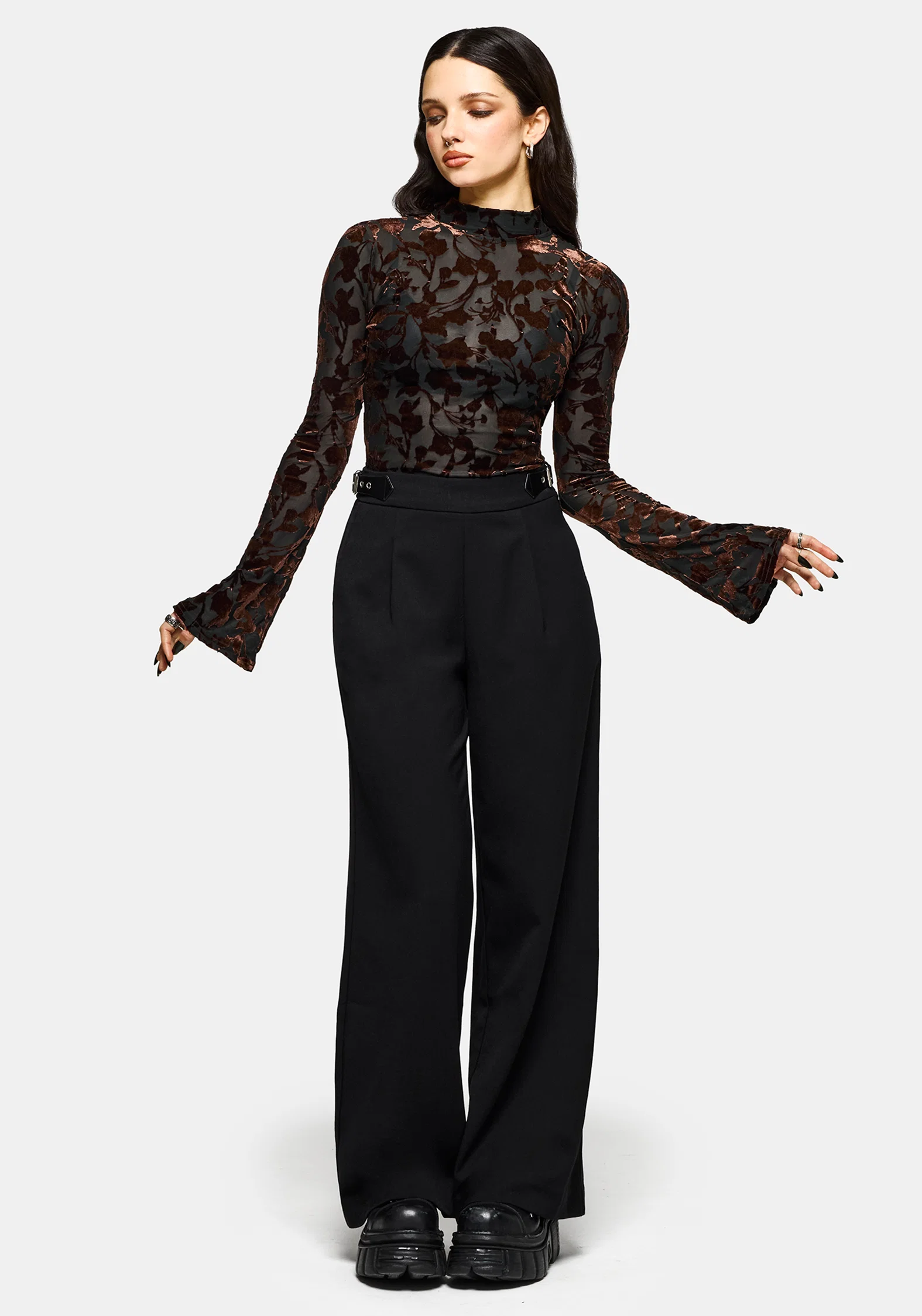 Dakota Devore Velour Flared Sleeve Top - Image 5