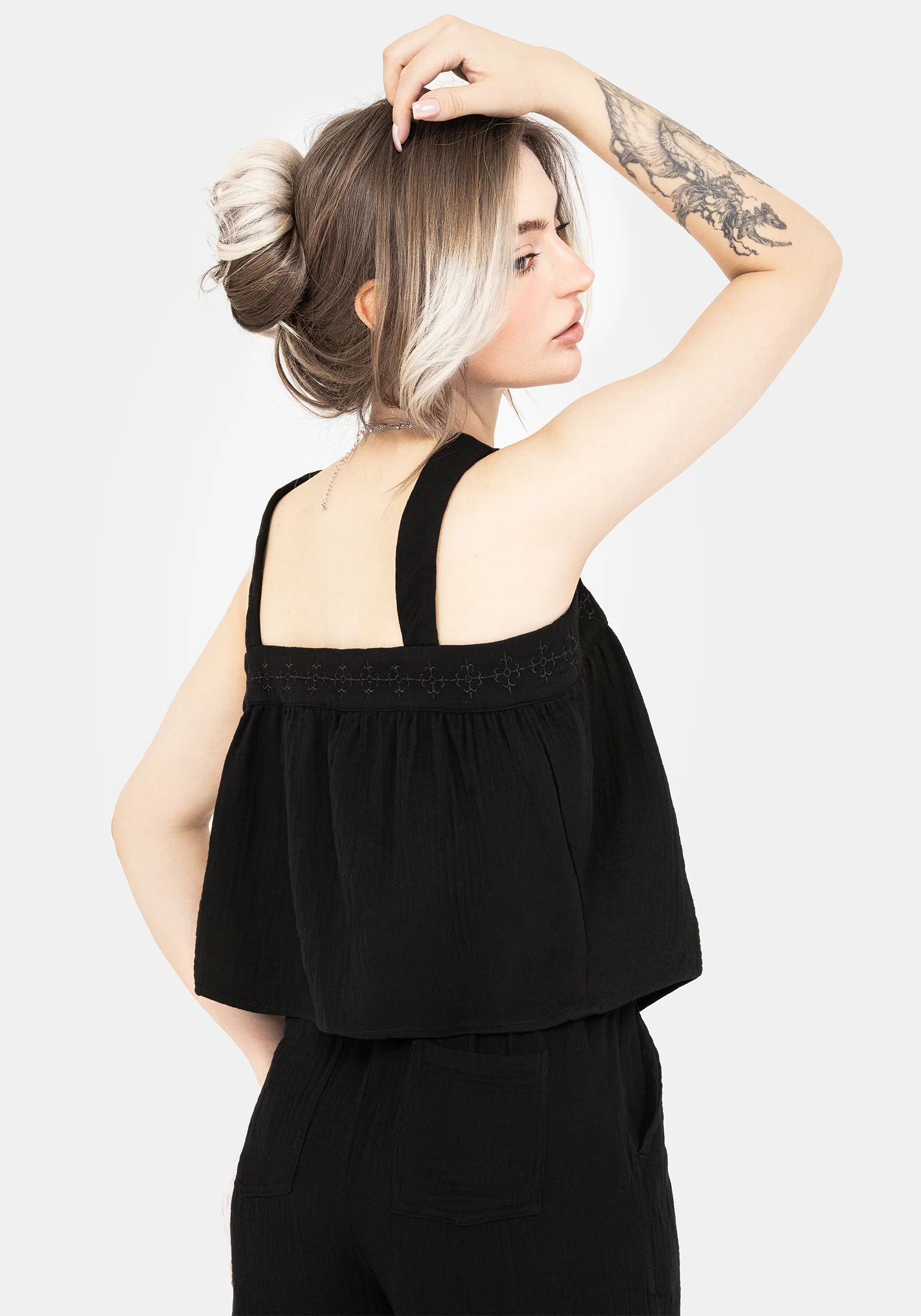 Damara Embroidered Cotton Button Up Blouse - Image 3