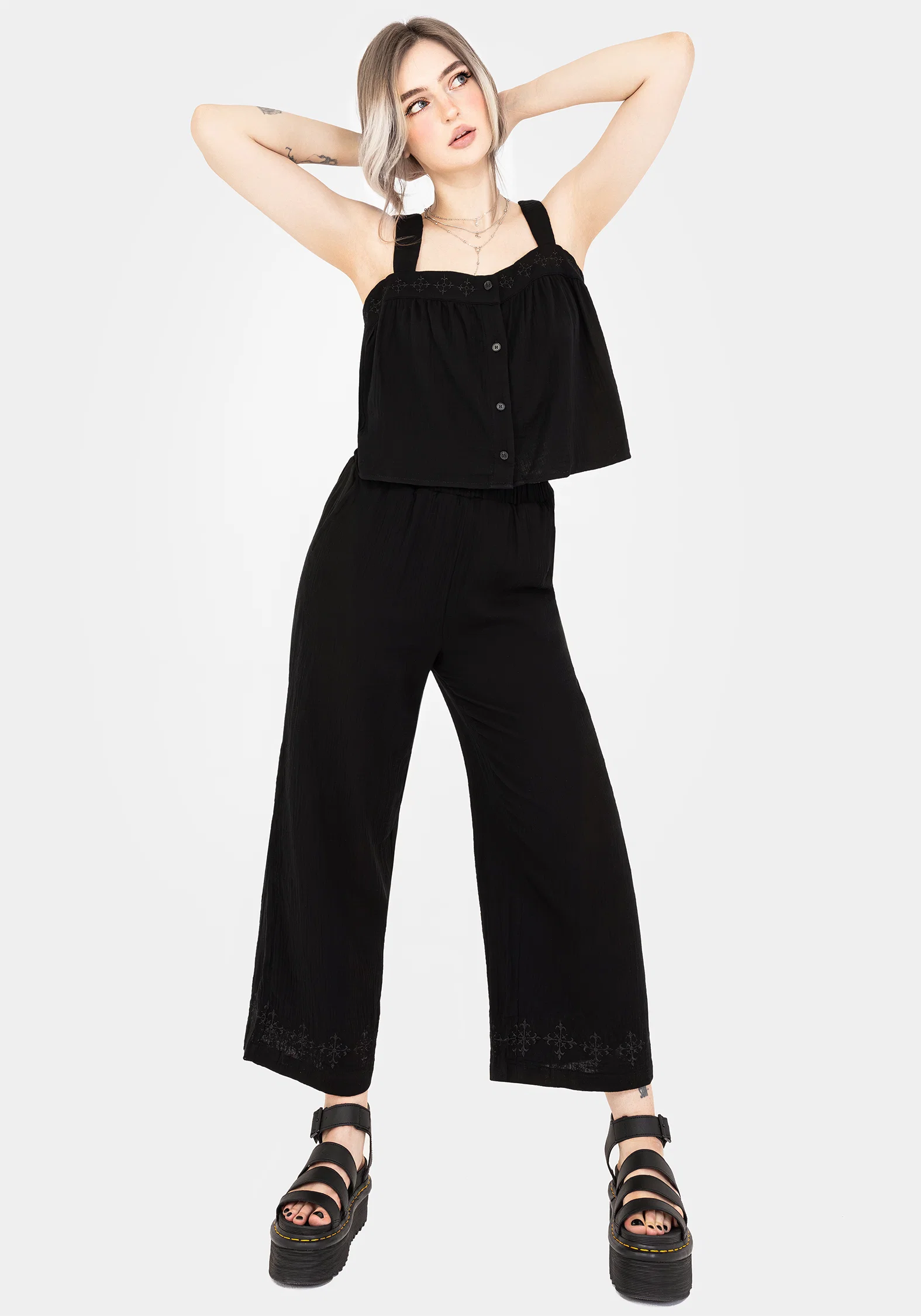 Damara Embroidered Cotton Button Up Blouse - Image 5