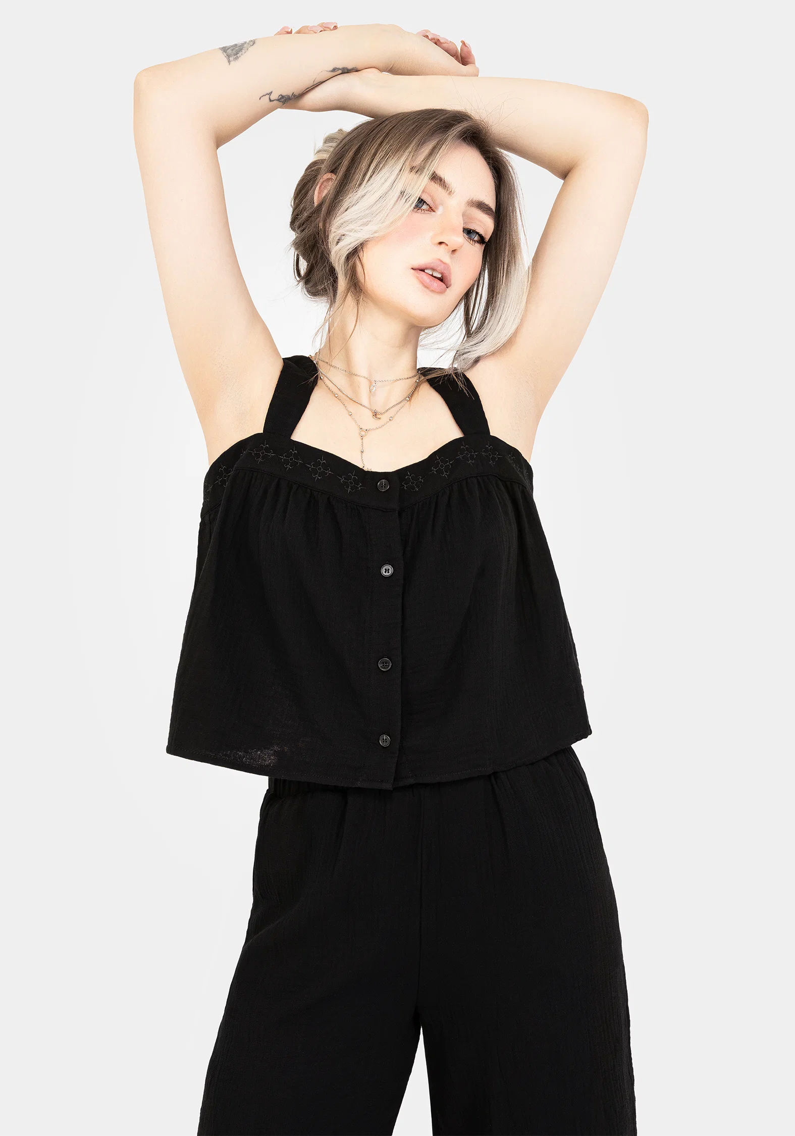Damara Embroidered Cotton Button Up Blouse - Image 6