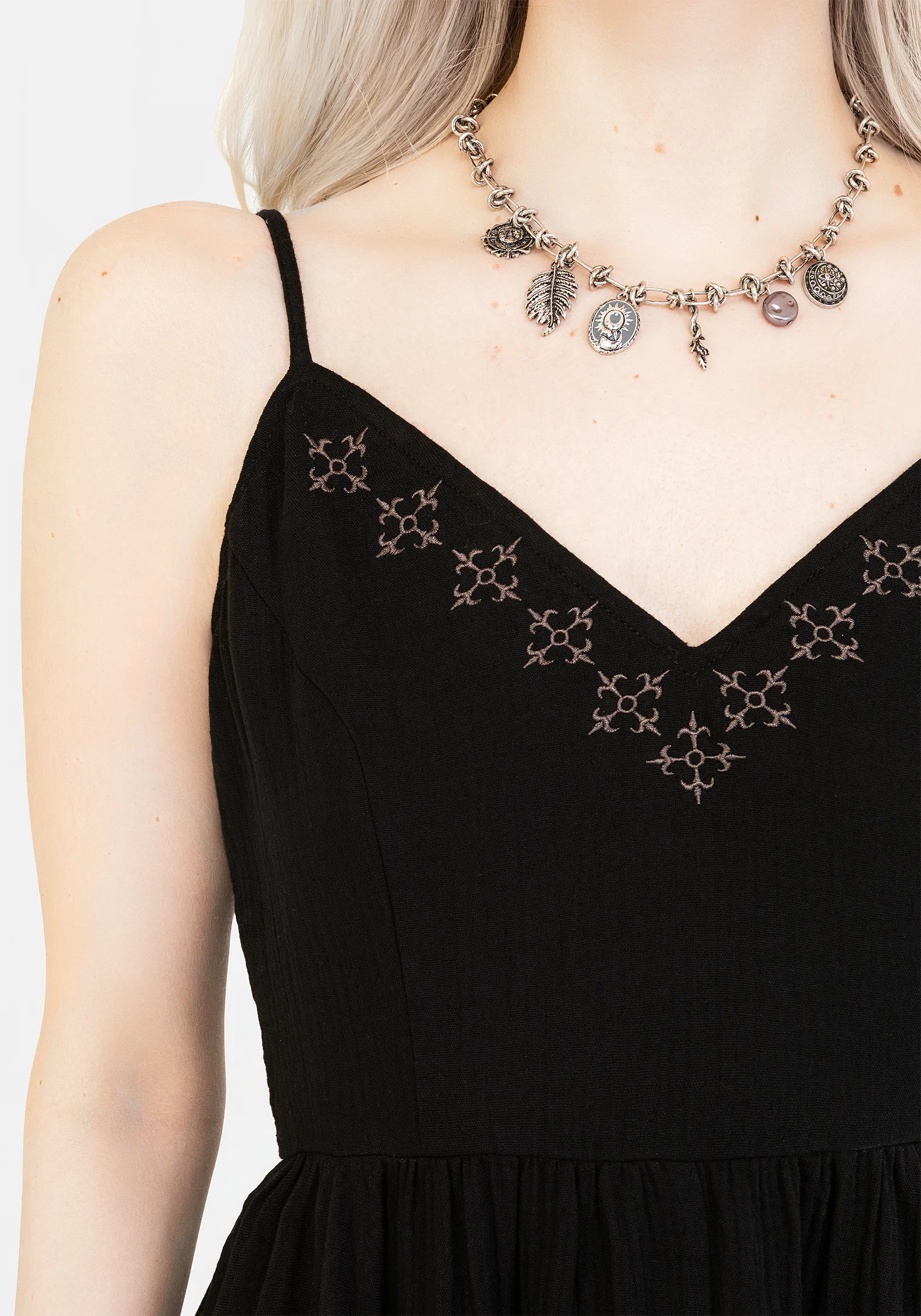 Damara Embroidered Cotton Hanky Hem Midaxi Dress - Image 2